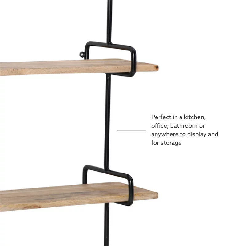 Linon Chrisley Metal Wall Shelves in Black