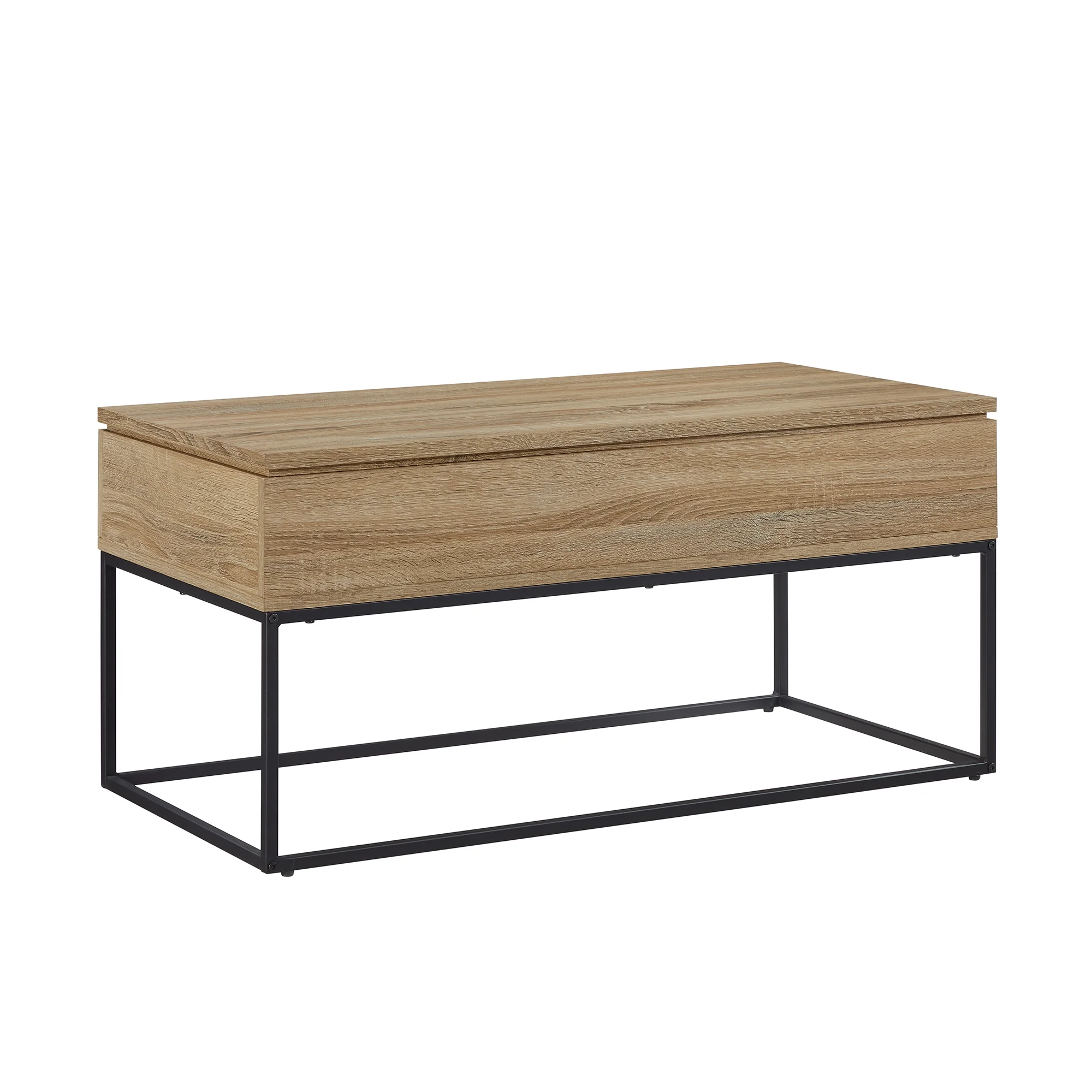 Walker Edison Modern Wood and Metal Lift-Top Coffee Table, Natural