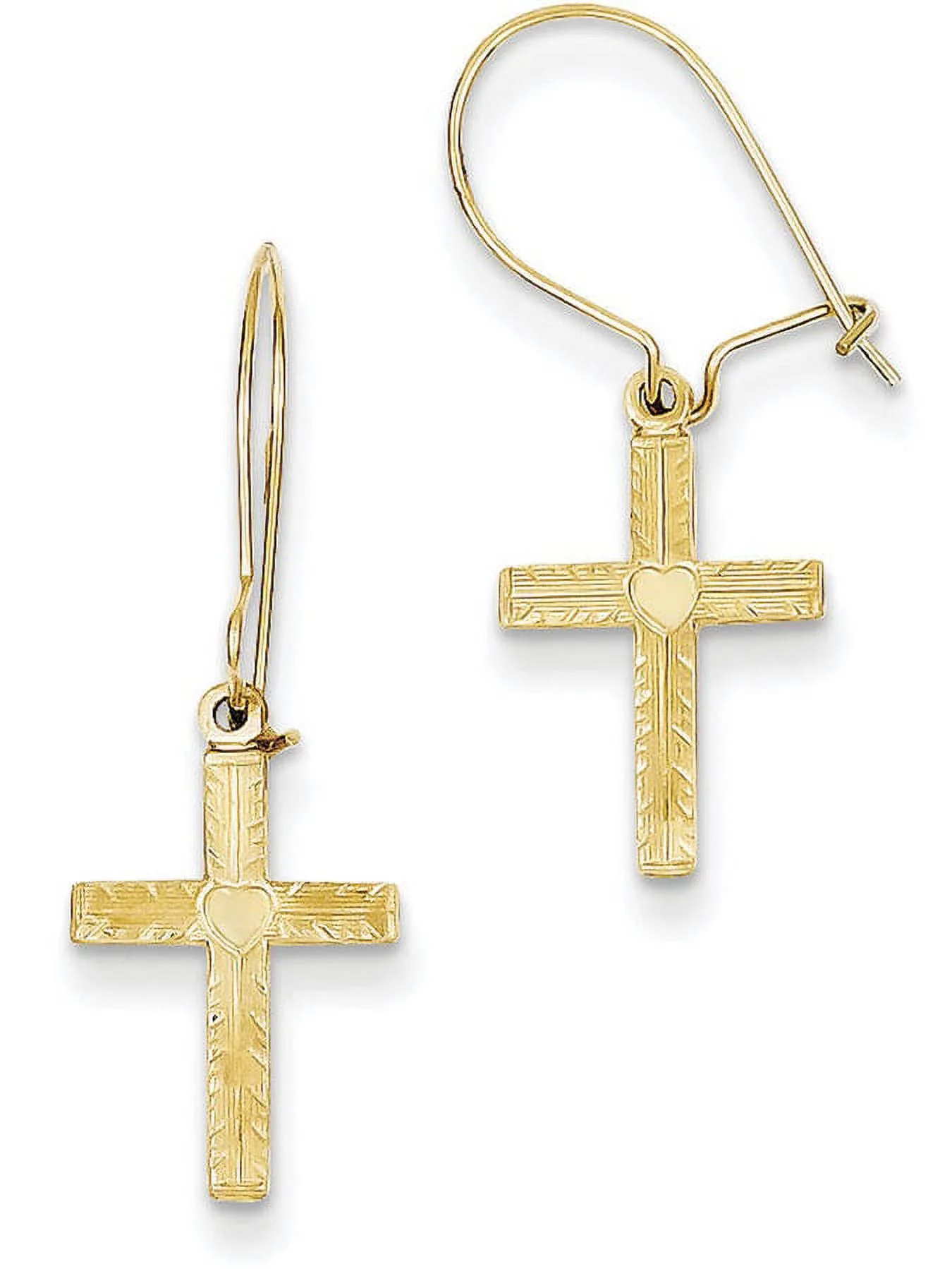 Primal Gold 14 Karat Yellow Gold Polished and Satin Cross Earrings
