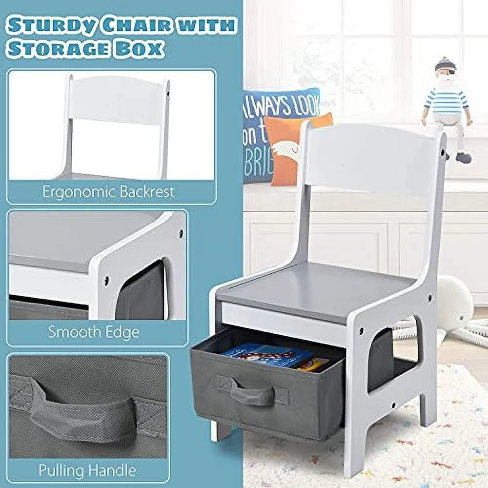 JYHOME Table & Chair Set  3 in 1 Children Activity Desk Sets with  Drawer  Detachable Blackboard  Multifunctional Toddlers Entertainment Set Ideal for Painting  Reading & Writing