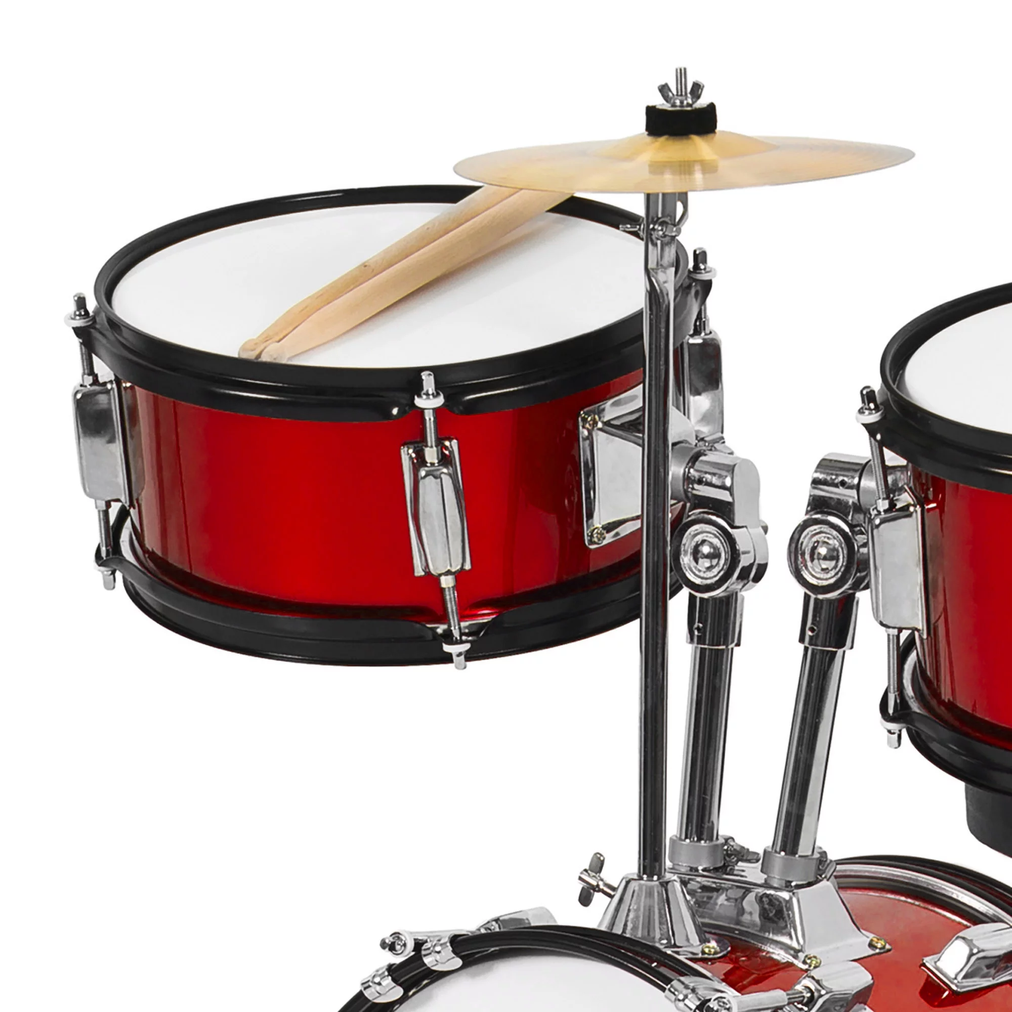 Best Choice Products Kids Beginner 3-Piece Drum, Musical Instrument Set w/ Sticks, Cushioned Stool, Drum Pedal - Red