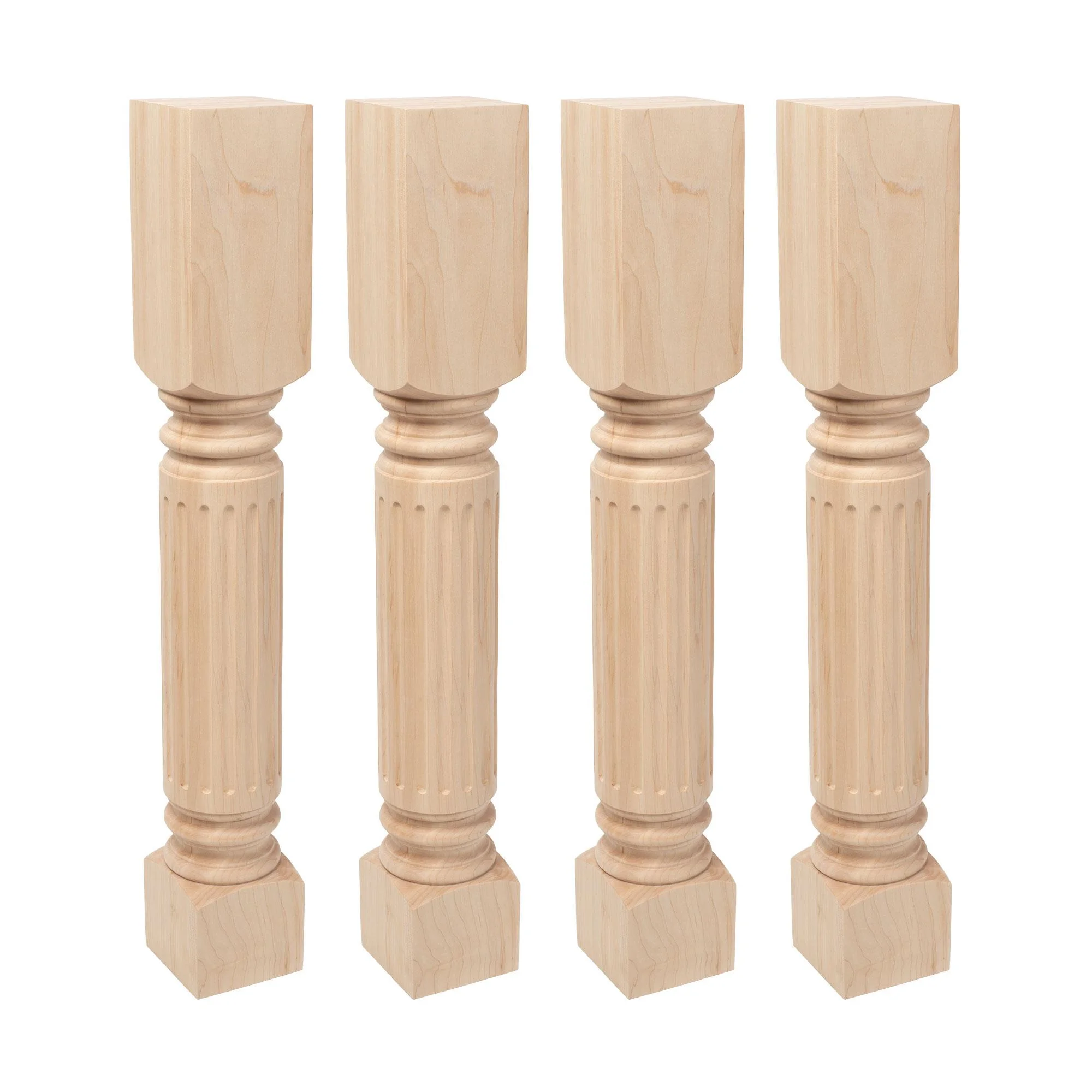 Designer's Edge Millwork 35-1/4 in. High x 5 in. Wide x 5 in. Depth Unfinished North American Solid Hard Maple Fluted Kitchen Island Leg 4 Pack