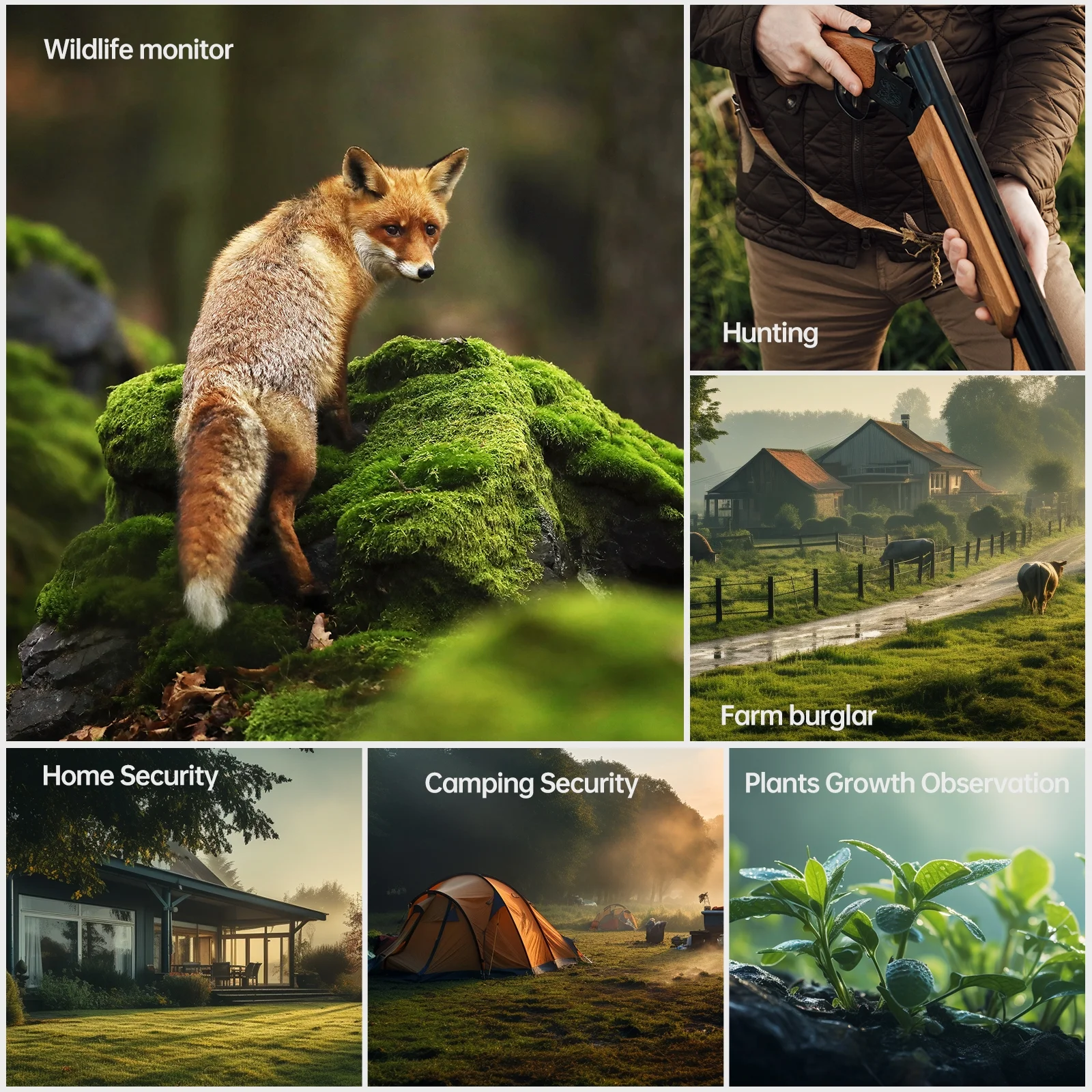 CAMPARK Solar Powered Trail Camera with SD Card 24MP 1080P 2500mAh Built-in Lithium Battery Rechargeable Game Wildlife Hunting Camera with Waterpoof IP66 Night Vision 0.1s Motion Activated-No WIFI