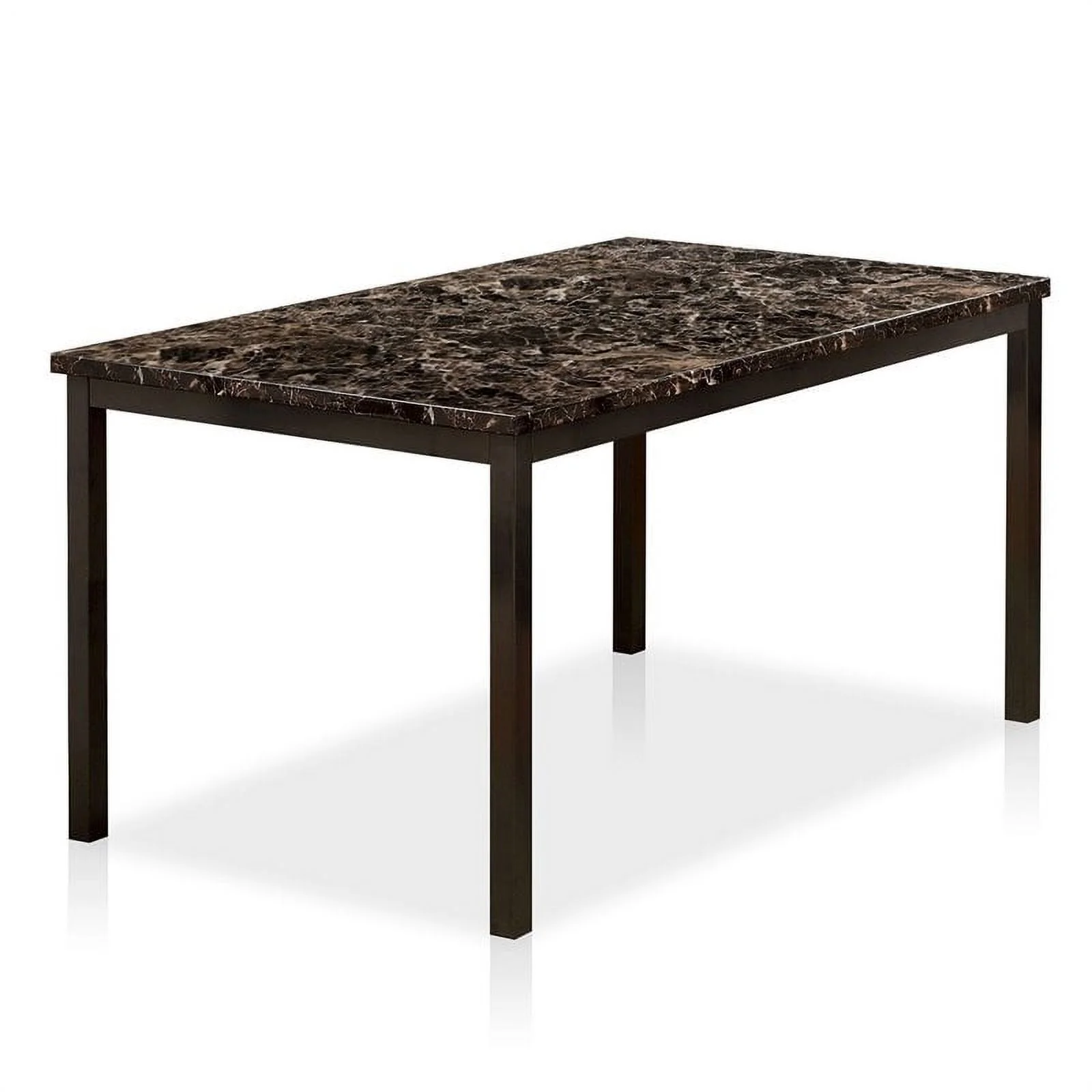 Pemberly Row Faux Marble Top and Metal Dining Table in Black
