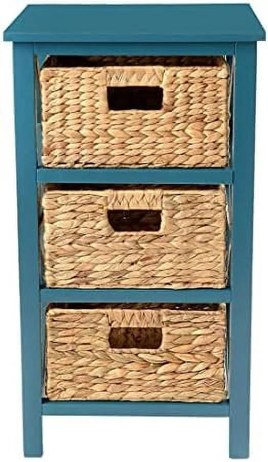 GVJMTKP 3 Tier X-Side End  Cabinet with 6 Wicker Baskets  White
