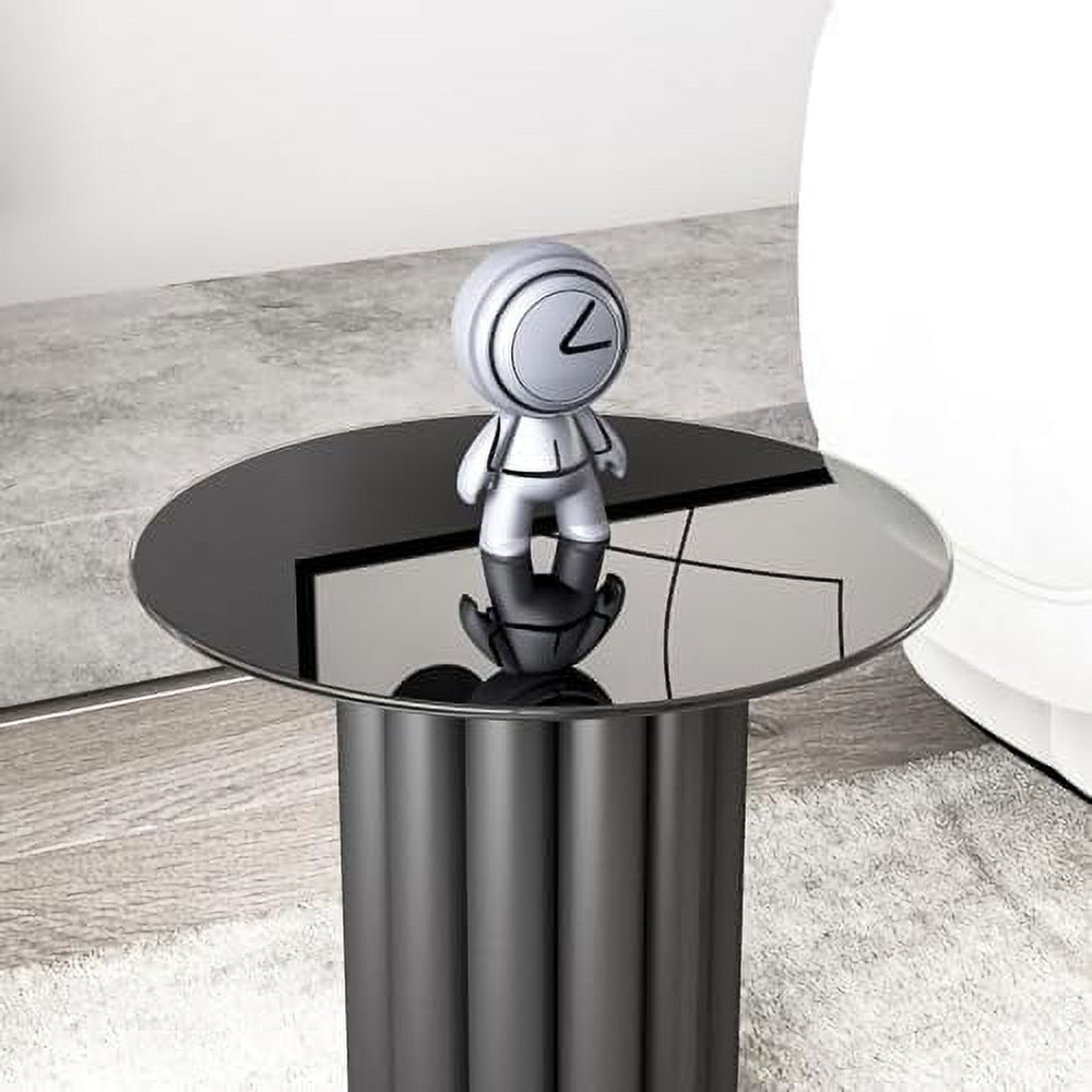 GVJMTKP 32" Black Round Tempered Glass Table Top 1/2" Thick Beveled Polished Edge