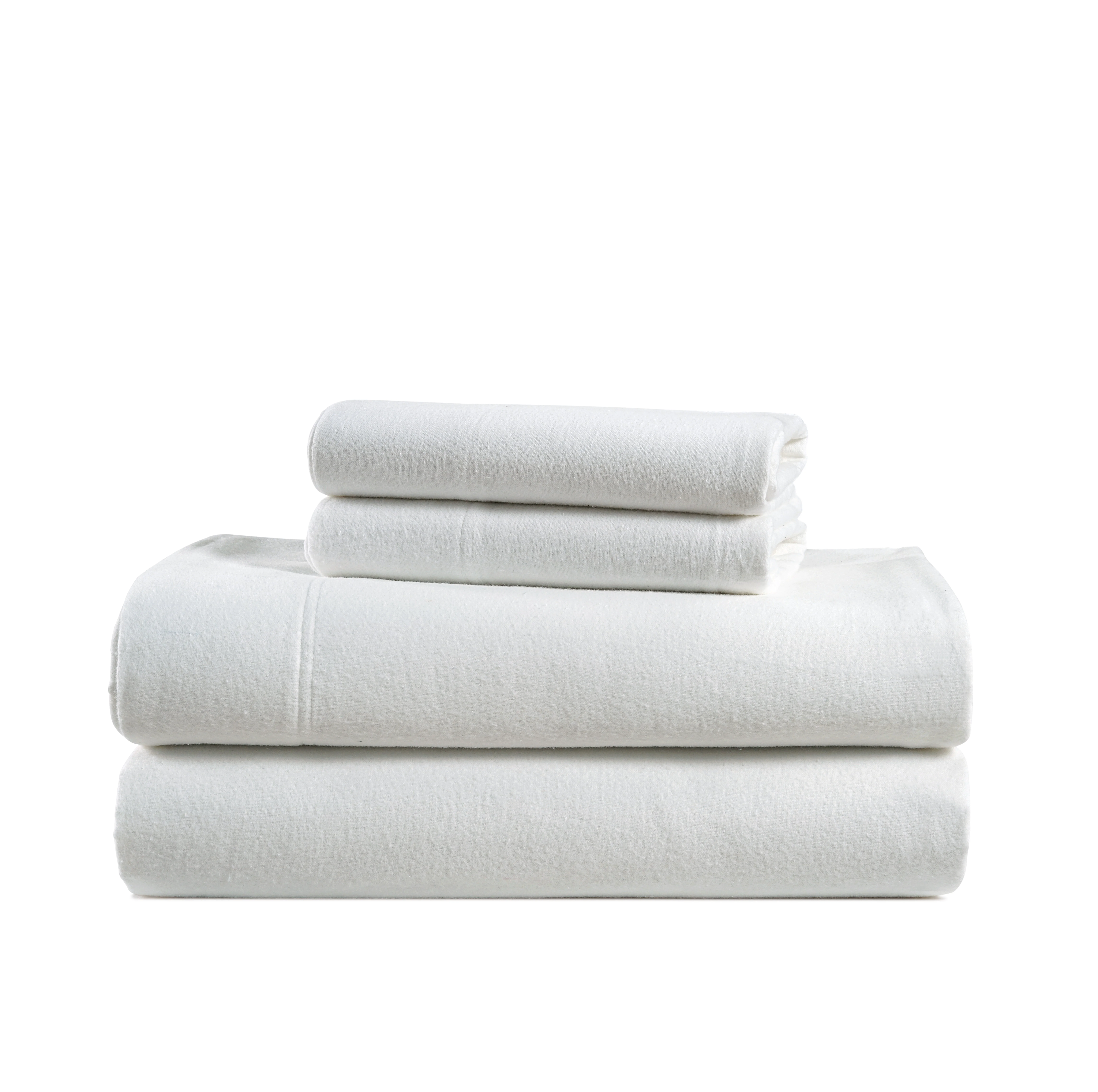 Casa Platino Flannel Bed Sheet Set, 100% Cotton, 3 Piece Deep Pocket Fitted Sheets, Twin Size, White