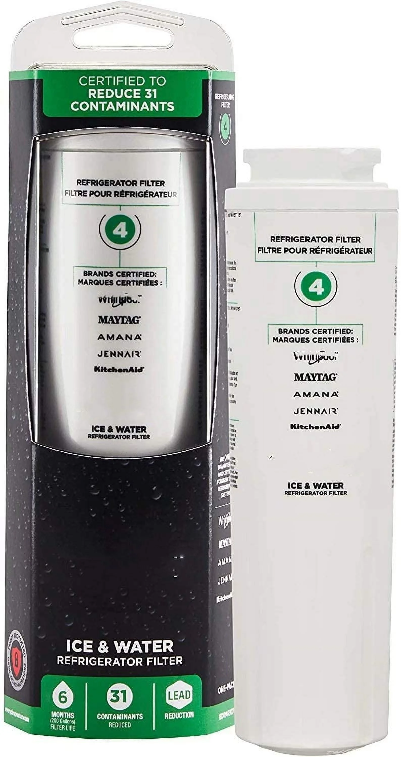 Ice and Water Refrigerator Filter Replacement for EDR4RXD1 Water Filter 4.(Pack of 1)