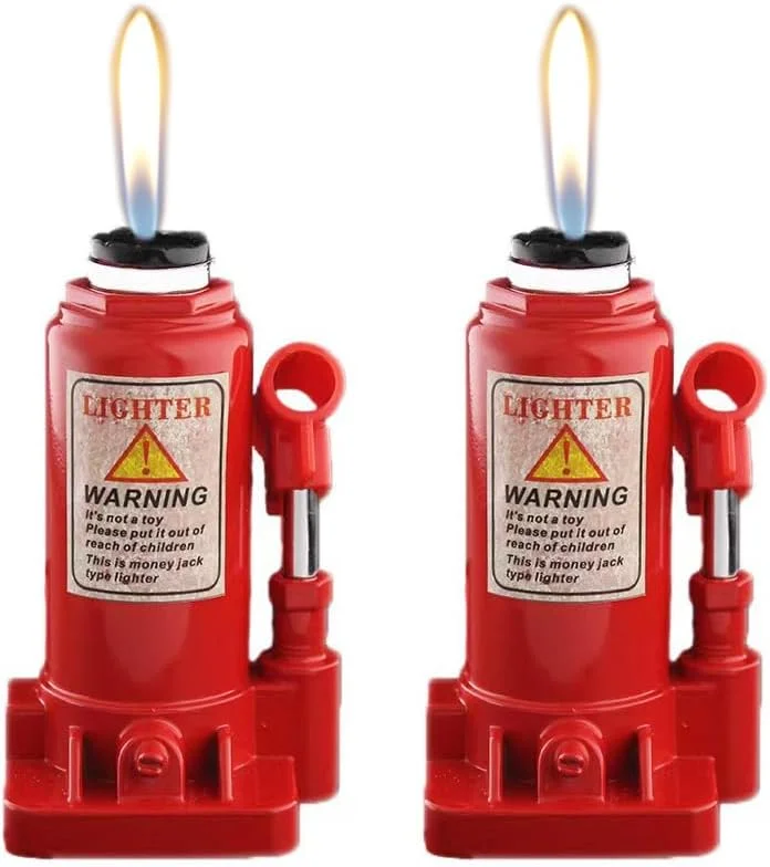 2PACK Red Blue Cool,Butane Jet Torch Lighter,Refillable Windproof Flame Torch Lighters,Adjustable,Long,BBQ Candles Camping (No Gas)
