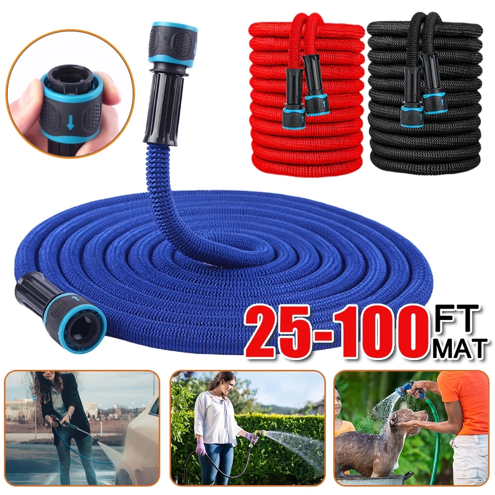 25-100FT Garden Hose Water Expandable Watering Hose High Pressure Car Wash Cleaning Flexible Magic Hose Pipe Irrigation Tool
