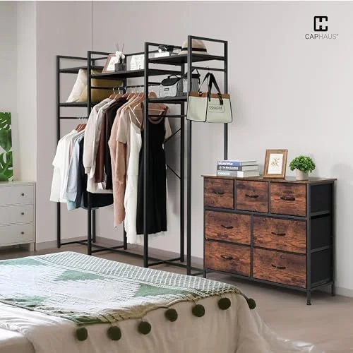 YPZBLDV Drawer  Tower w/ 9 Fabric Bins  Laundry   Sorting Unit  Chest of Drawers  Organizer w/ P2 Board Top & Fabric Bins  Organizer Unit for Multi-purpose  Hallway  Office  Rustic Oa