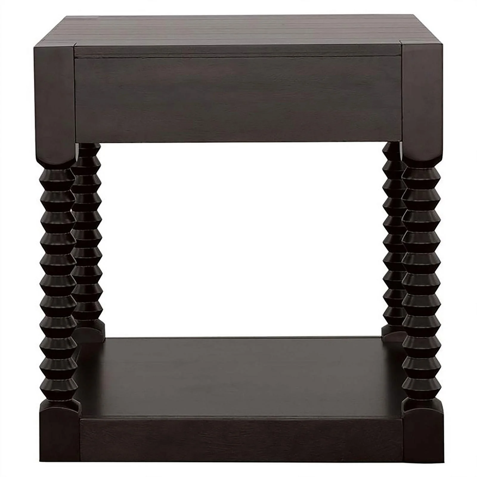 Pemberly Row 1-drawer Traditional Wood End Table in Coffee Bean