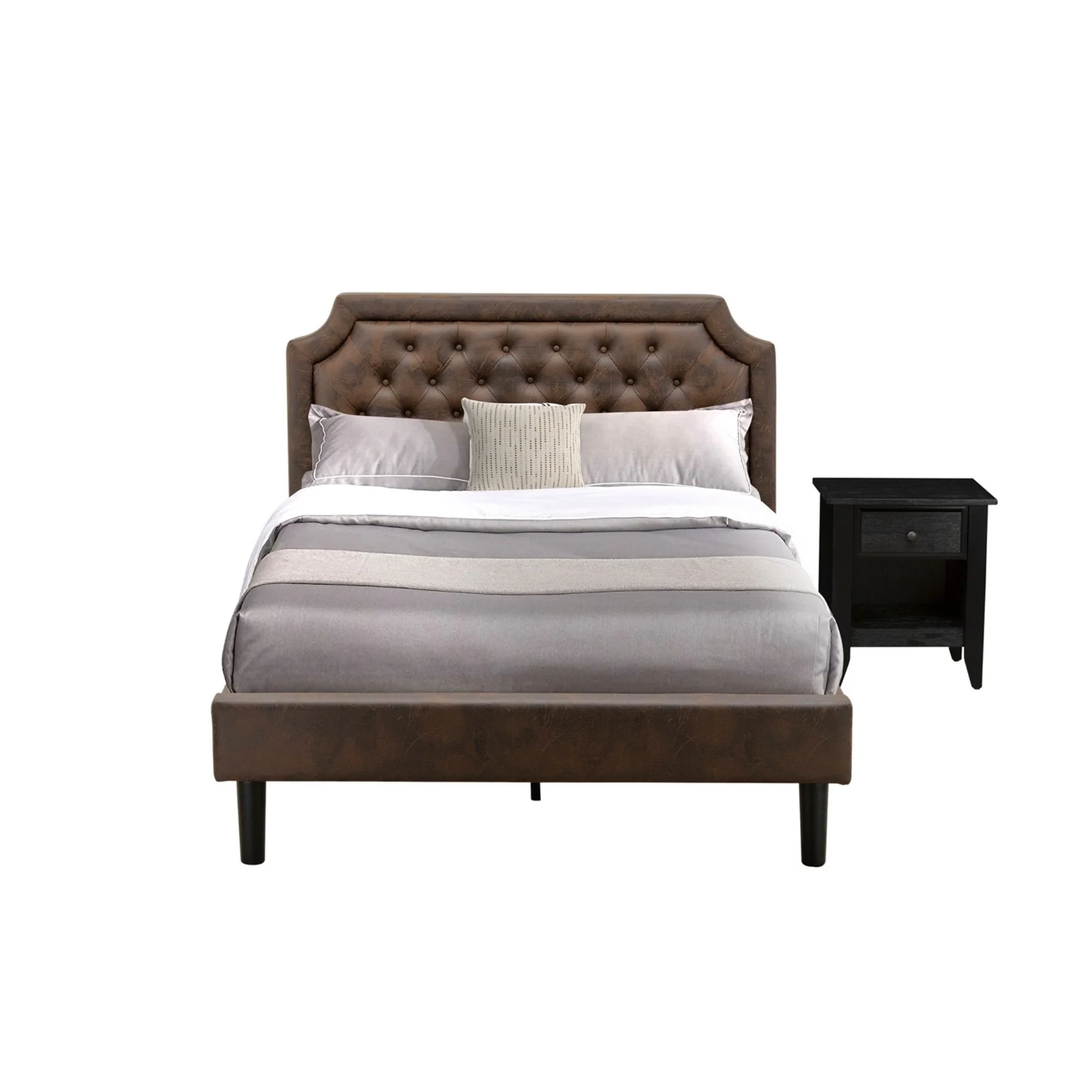 East West Furniture Granbury 2 Pieces Wood Full Bedroom Set in Brown/Black