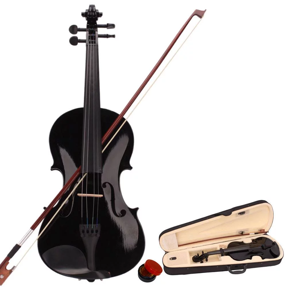 Ktaxon 4/4 Black Acoustic Violin Fiddle with Hard Case, Bow, Rosin Full Size for beginner