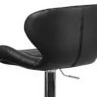 Emma + Oliver Black Vinyl Adjustable Height Curved Back Barstool