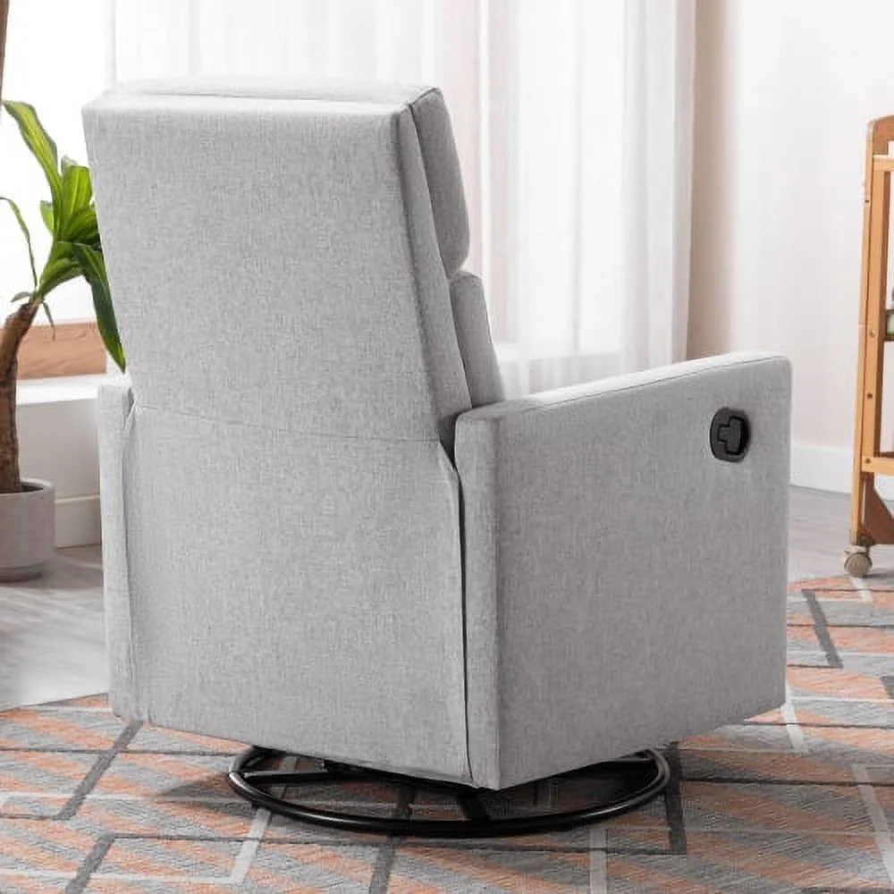 ZJbiubiuHome Modern Upholstered Rocker Nursery Chair Plush Seating Glider Swivel Recliner Chair  Gray
