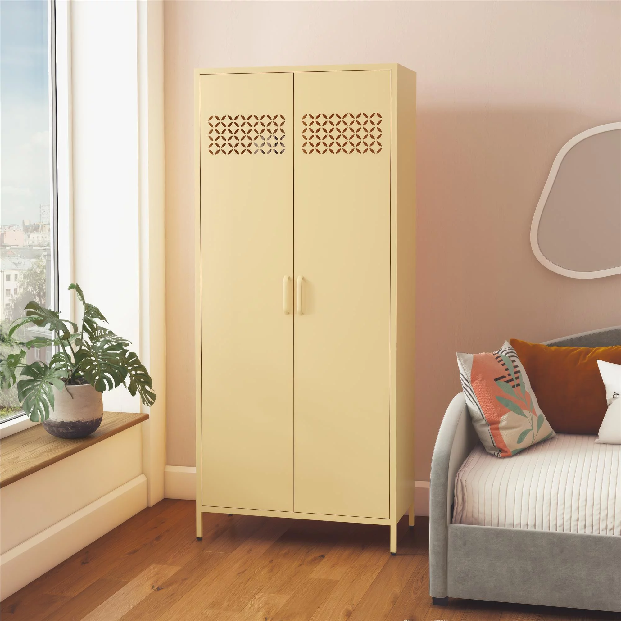 Mr. Kate Annie Tall Metal 2 Door Cabinet, Sunny Yellow