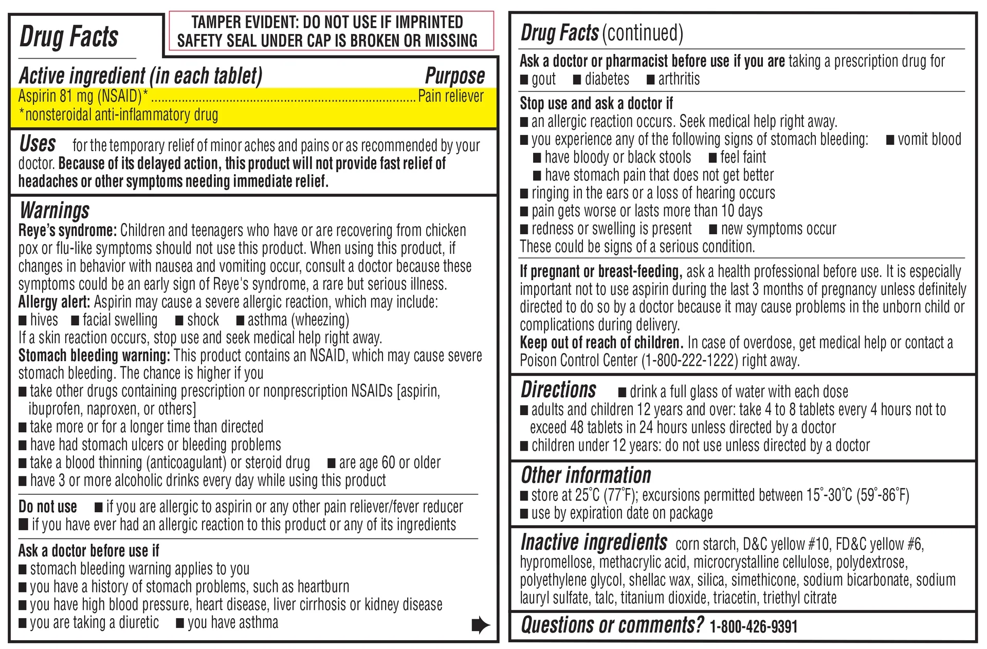Kirkland Signature Aspirin, 81 mg., 730 Enteric Coated Tablets