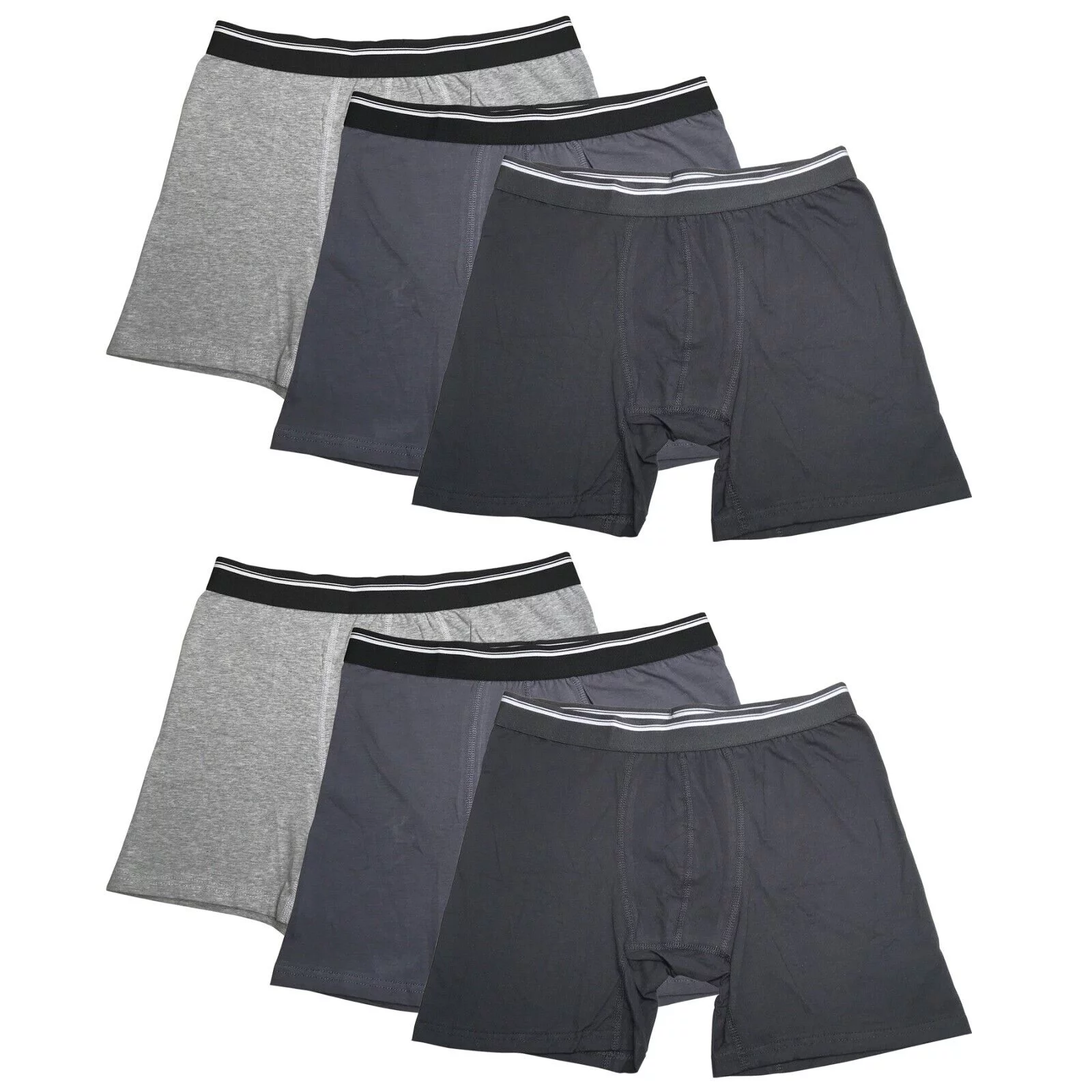 6PK Assorted Mens Cotton Boxer Briefs Comfort Flexible Soft Waistband Underwear