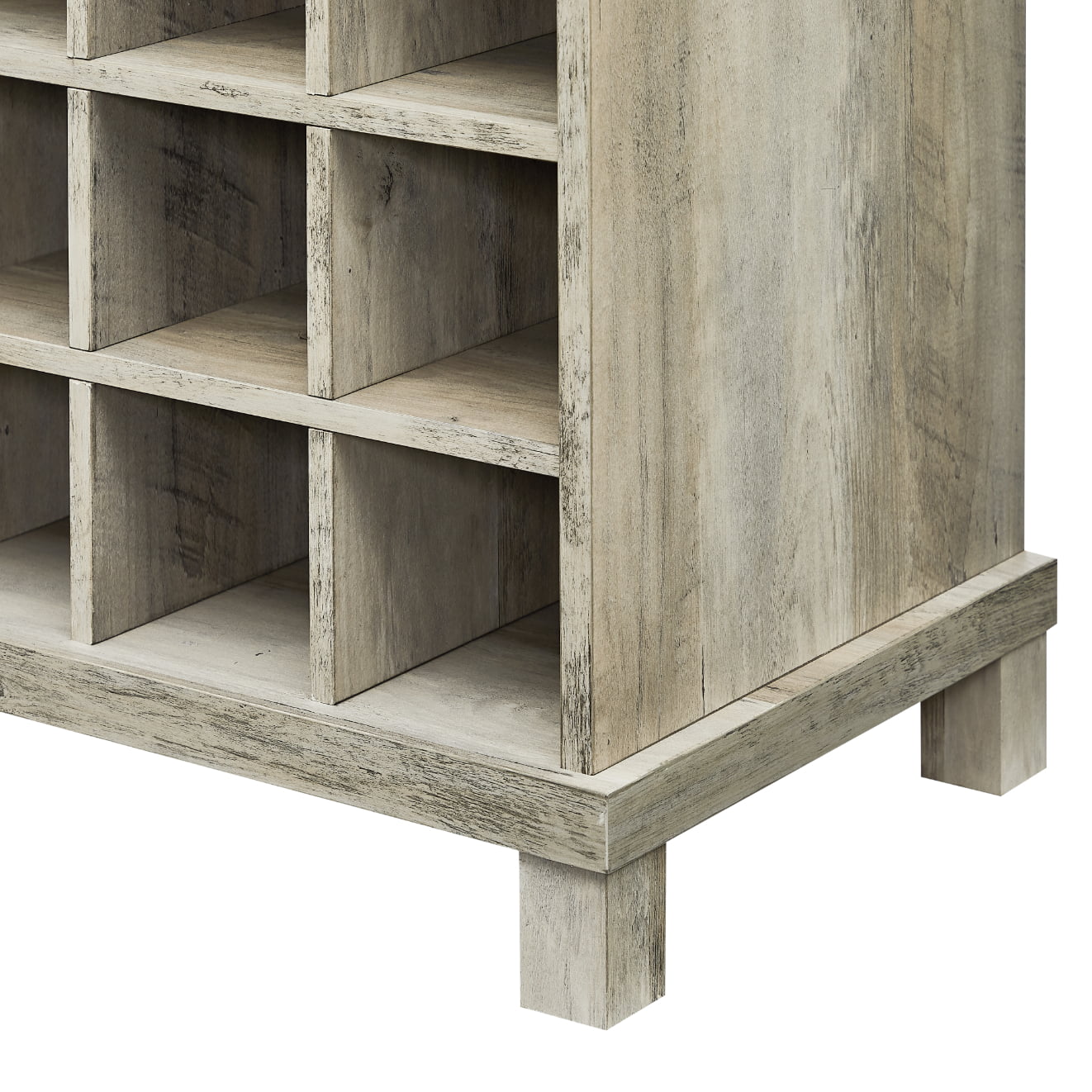 Home Source Small Bar Cabinet in Grey Wash with Wooden Door