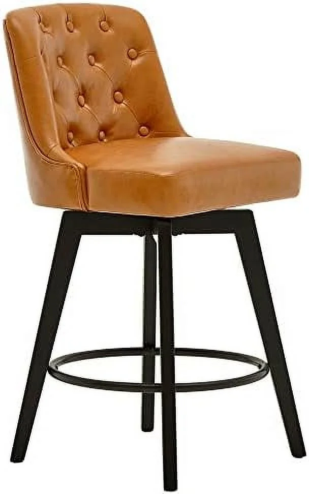 JDZHAPPYLIFE Counter Stool 26"  Free Swivel Upholstered  Stool with Back--Performance Fabric in Beige Gray