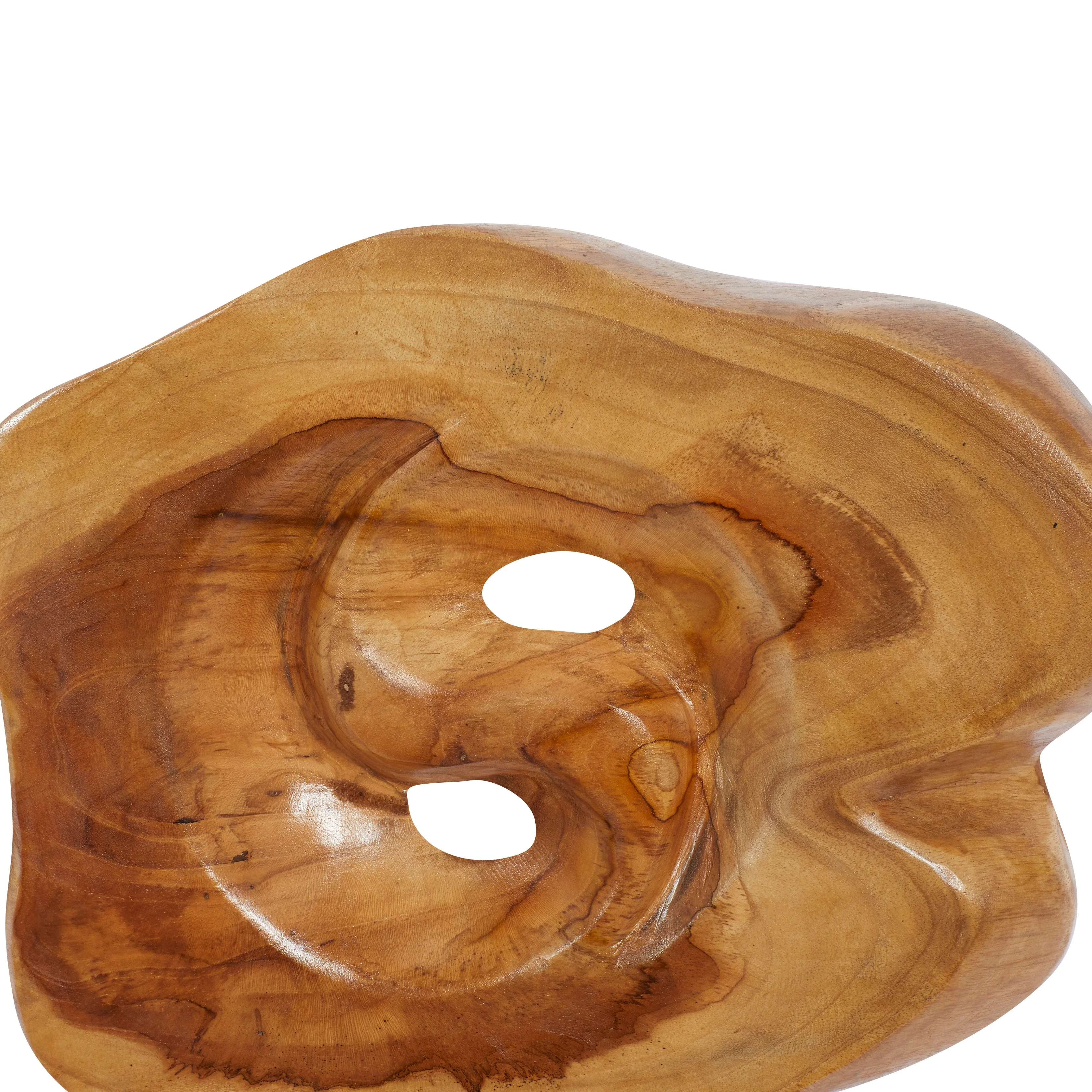 Studio 350 Brown Teak Wood Handmade Live Edge Abstract Sculpture - 16 x 5 x 19