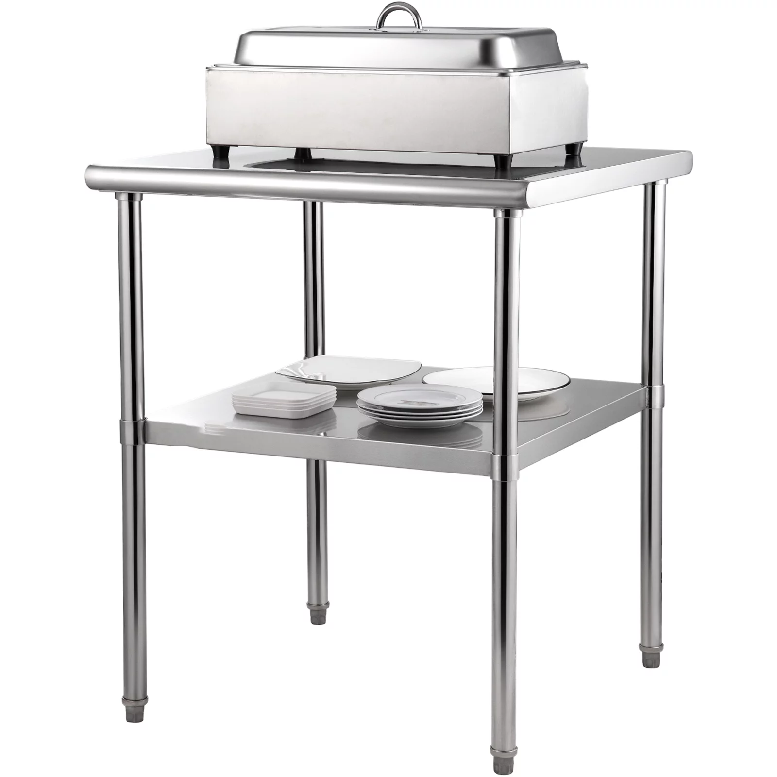 BENTISM Stainless Steel Work Prep Table Commercial Food Prep Table 30x30x36in