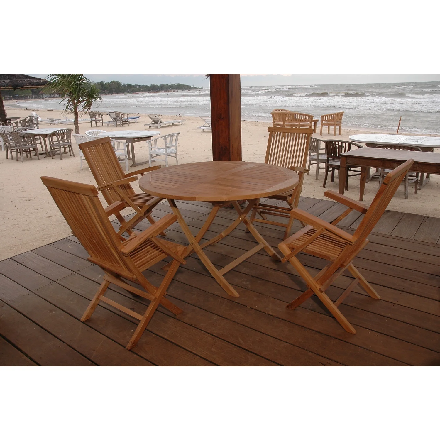 Maykoosh Bahama Antique Folding Armchair 5-Pieces Dining Set