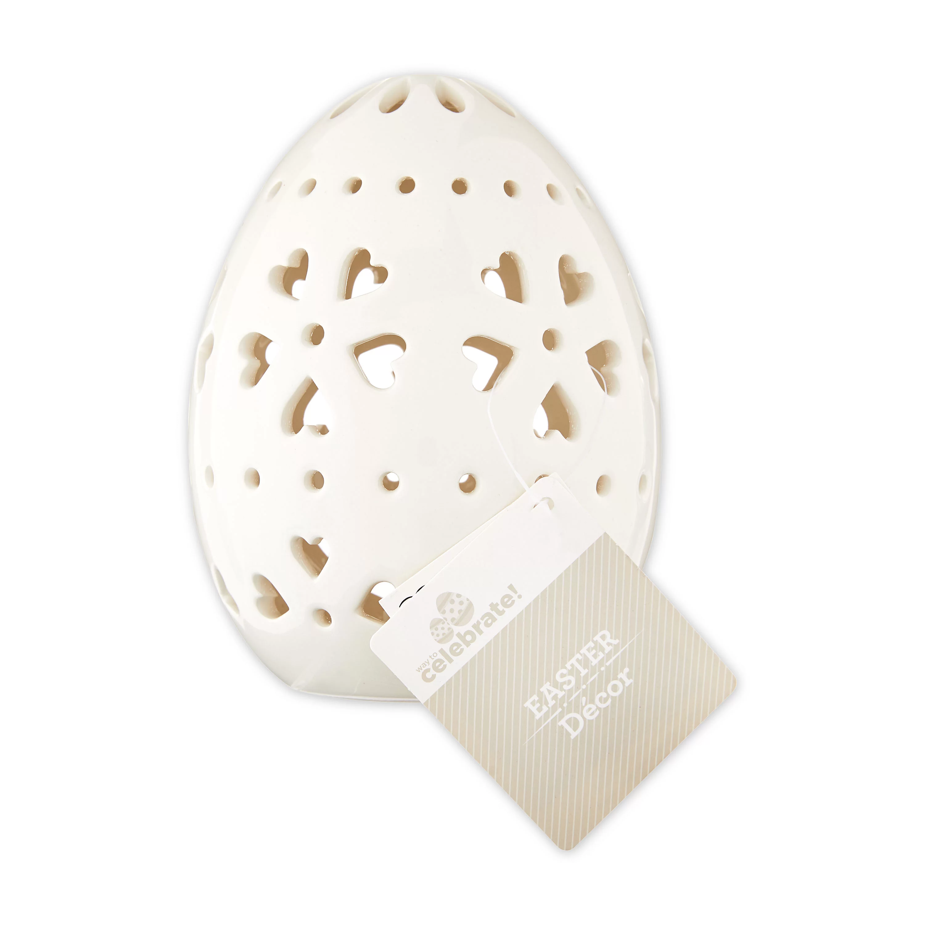 Way To Celebrate Medium Easter Ceramic LED White Egg