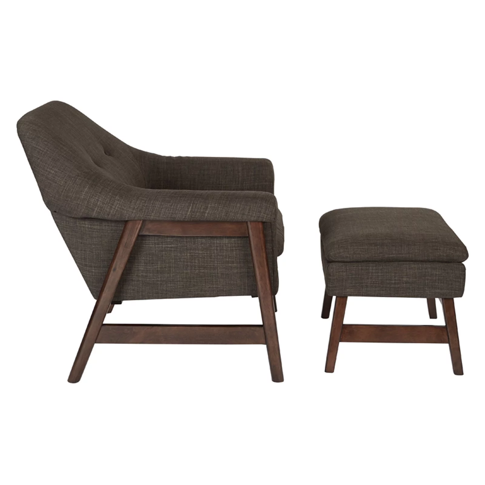 OSP Home Furnishings Flynton Chair & Ottoman in Green Fabric with Medium Espresso Frame ASM