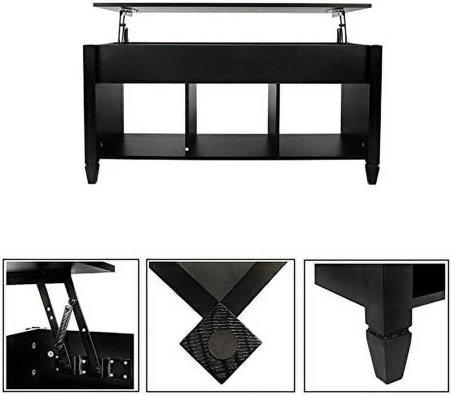 TJUNBOLIFE Lift Top Coffee Table with Hidden Compartment &  Modern Accent Coffee Table Living Room Lift Tabletop Dining/Center Table with  Cabinets Solid Wood Legs (Brown & White)