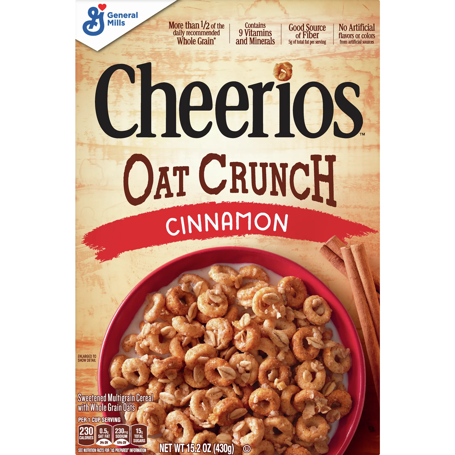 Cheerios Cinnamon Oat Crunch Cereal, 15.2 oz