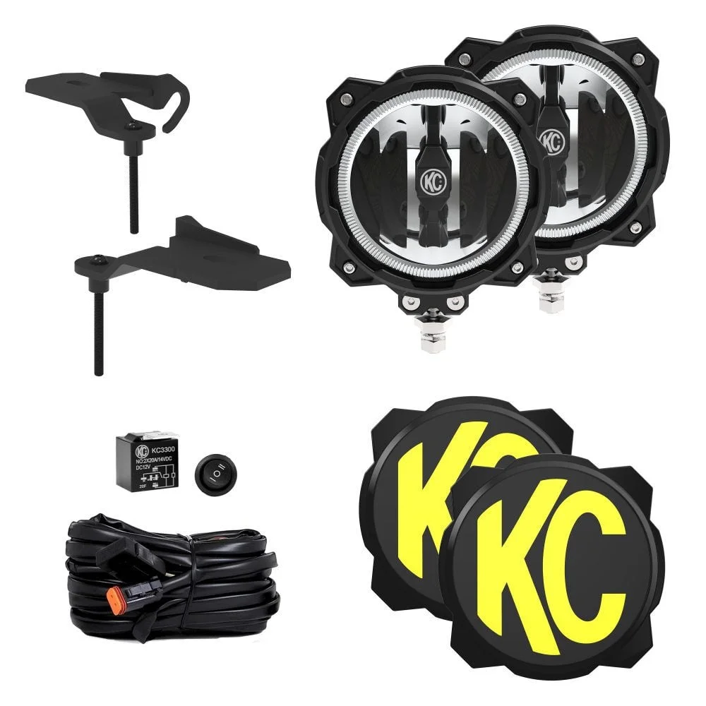 KC HiLites 2020-2024 Fits Jeep Gladiator 2021-2024 Wrangler Gravity LED PRO6 Wide 40 Ditch Light Kit 2 Light System 97166