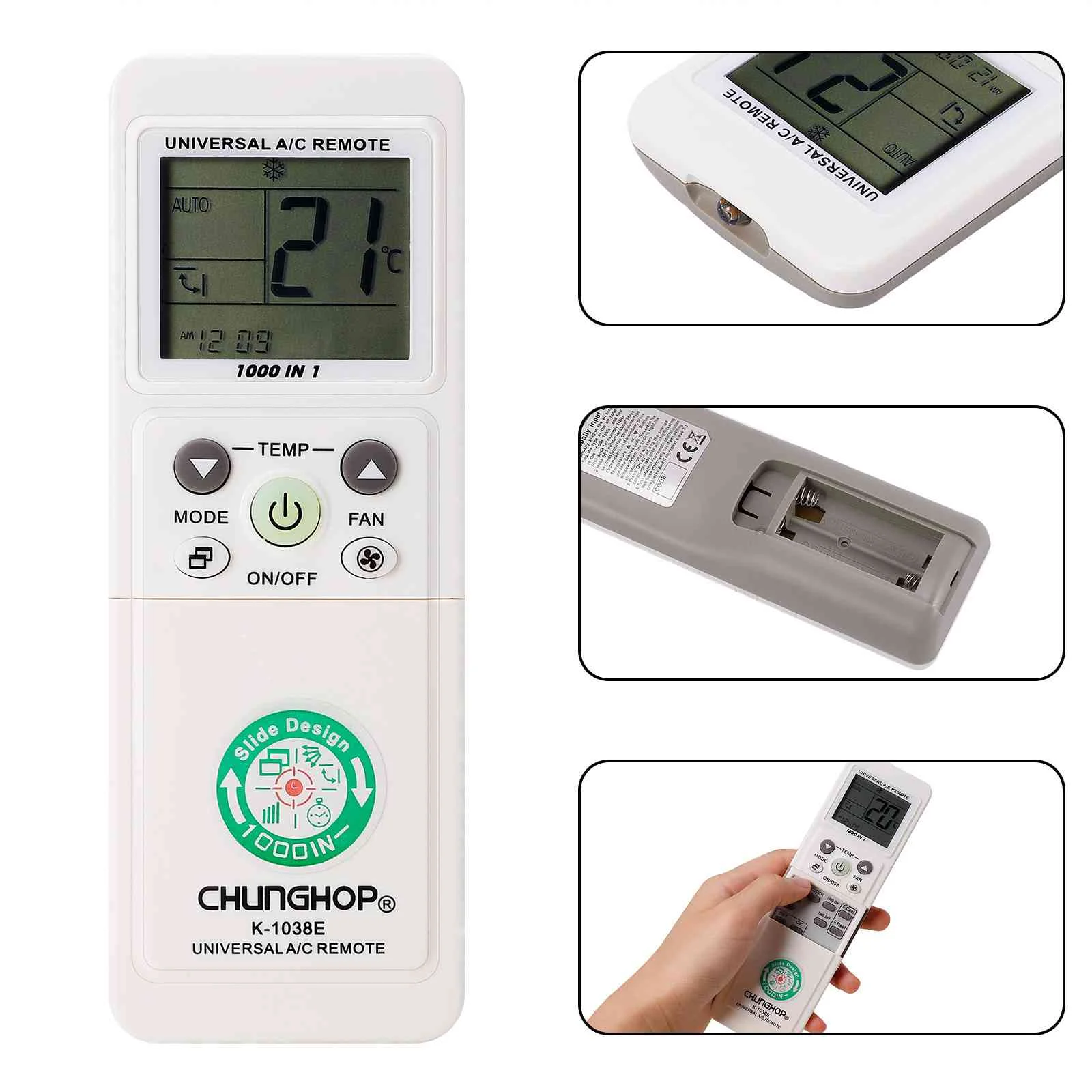 UrbanX (Upgraded) Universal Air Conditioner Remote Control Compatible with RIJIANG AC Also Supports Most AC Brands Sold in North America, Comes with Fahrenheit/Celsius Display