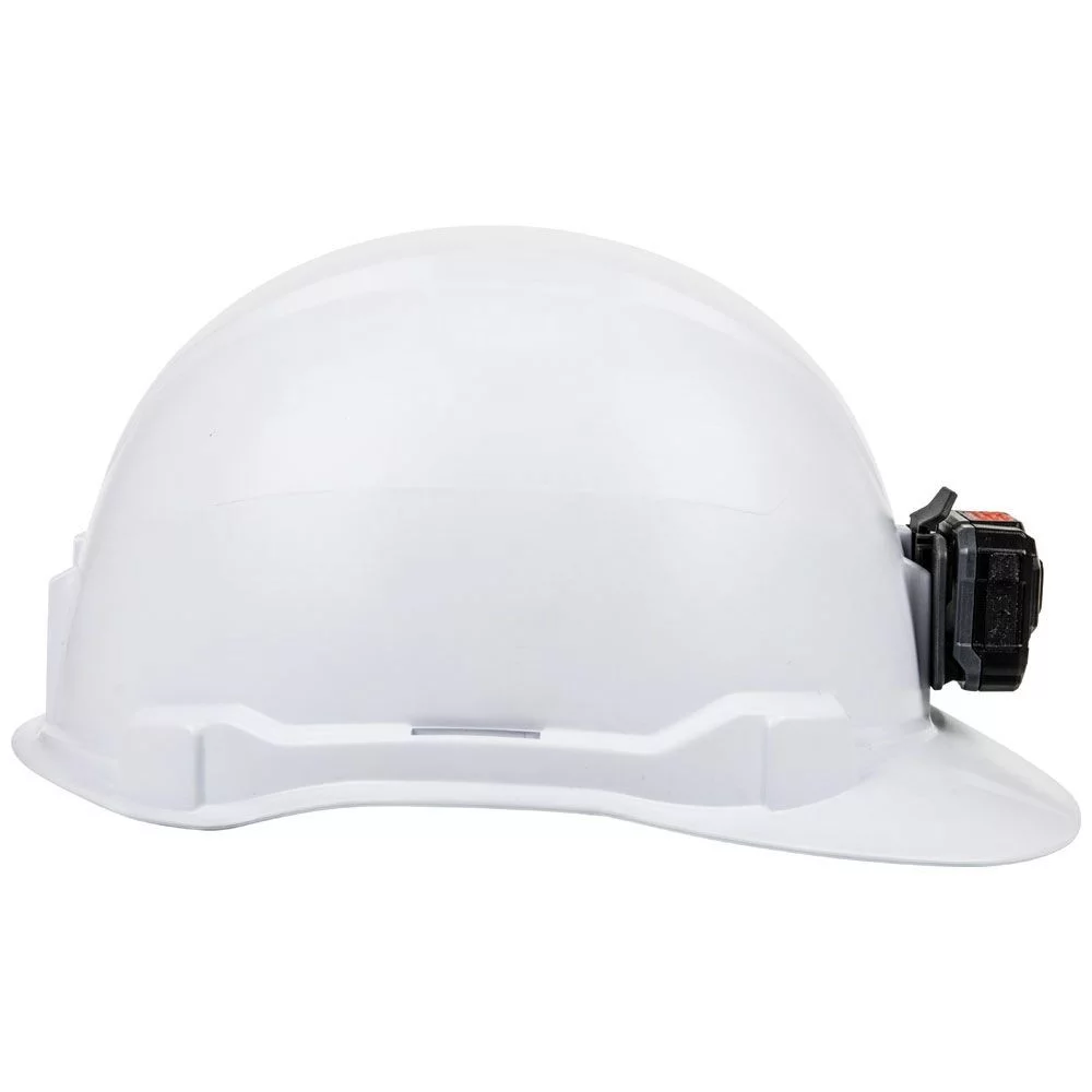 Klein Tools 60107RL Non-Vented Cap Style Hard Hat with Rechargeable Headlamp - White