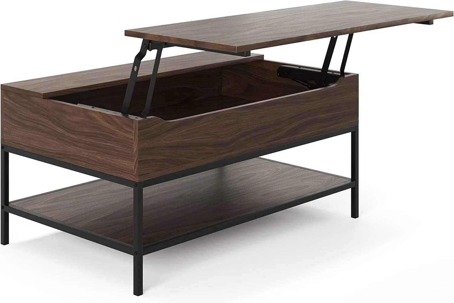TJUNBOLIFE Flats & Castles Mackenzie 36" Modern Lift Top Coffee Table (Dark Walnut)