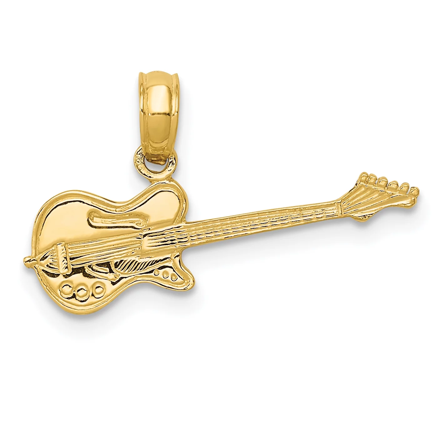 Carat in Karats 10K Yellow Gold Electric Guitar Pendant Charm (9mm x 20mm) With 14K Yellow Gold Lightweight Rope Chain Necklace 20''