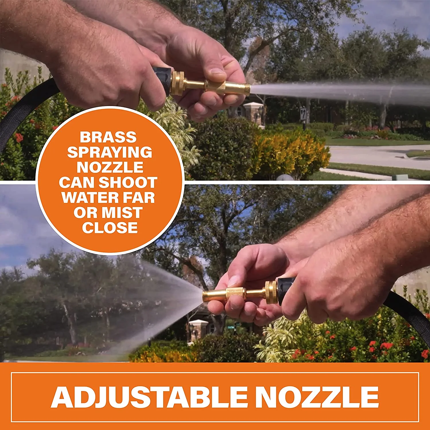 Bionic Flex Pro 25’ Garden Hose Heavy Duty, Lightweight Weatherproof Garden Water Hose, Brass Fittings, Adjustable Brass Spraying and Shooting Nozzle, Kink Free Hose, 500 PSI Tear Resistant- 25ft.