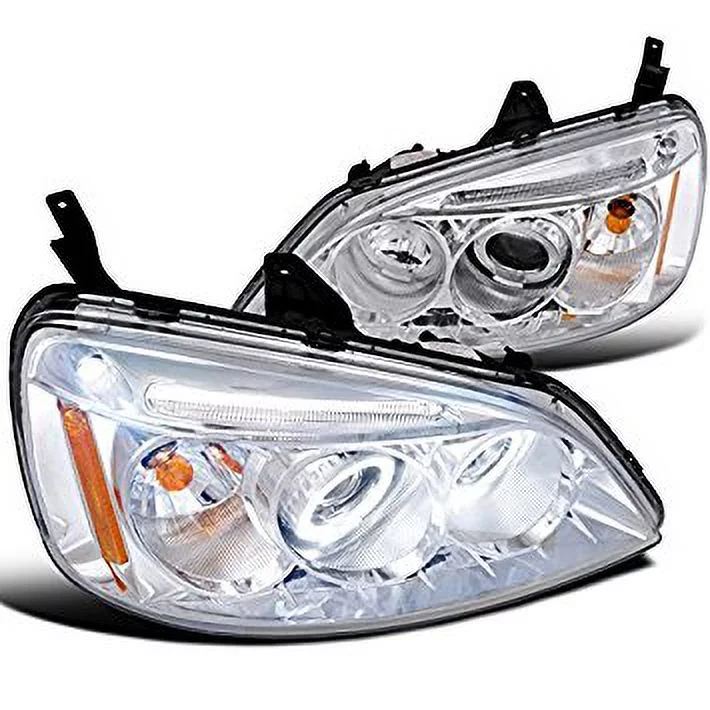 Spec-D Tuning 2LHP-CV01-TM Honda Civic Halo Chrome Clear Projector Led Head Lights