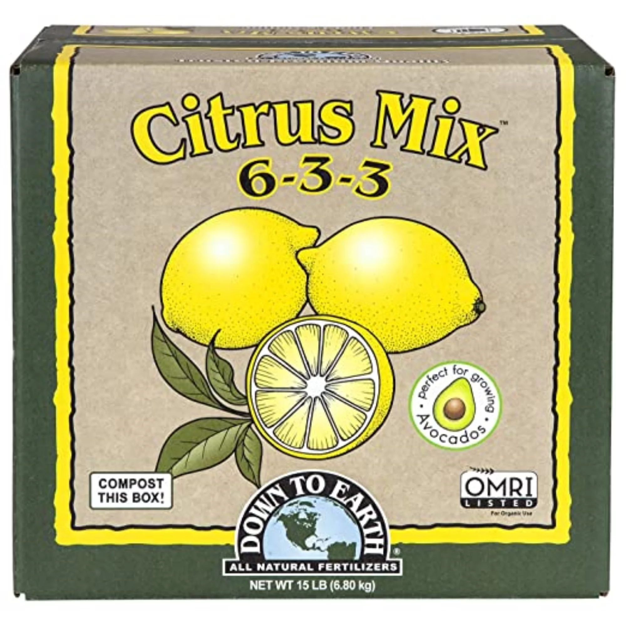 Down to Earth Organic Citrus Fertilizer Mix 6-3-3, 15 lbs.