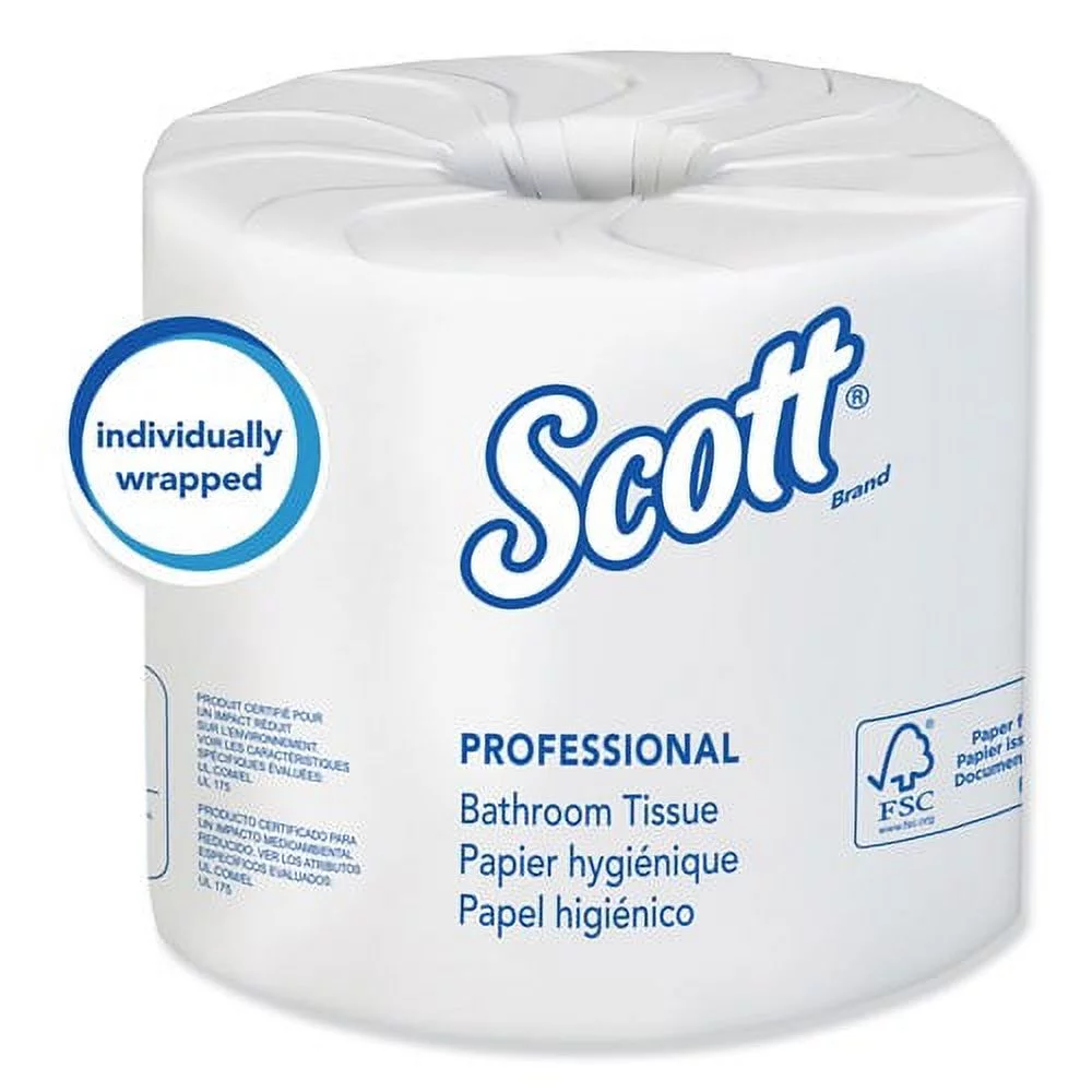 Scott 13217 Essential 100 Percent Recycled Fiber Standard Roll Bathroom Tissue - 506 Sheets Per Roll - 80 Per Carton