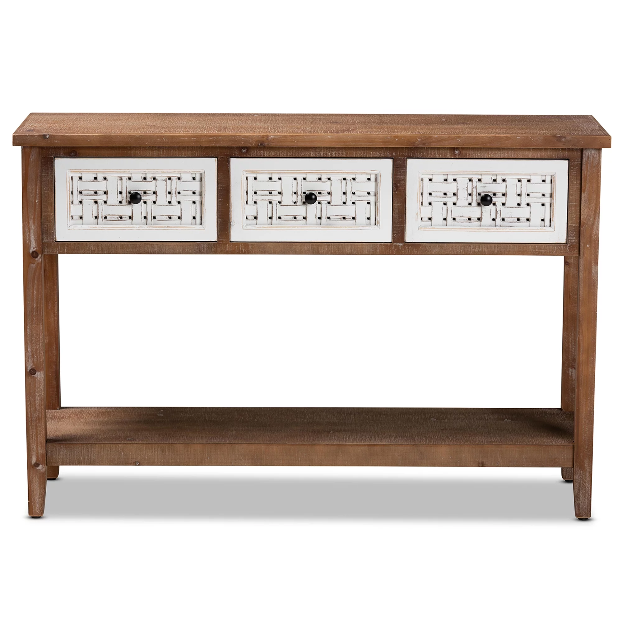 Baxton Studio Bonilla MDF Console Table, Drawer Included, Walnut Brown/White