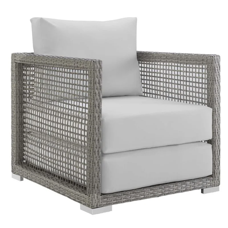 Afuera Living 3-Piece Outdoor Synthetic PE Wicker Rattan Set in Gray / White