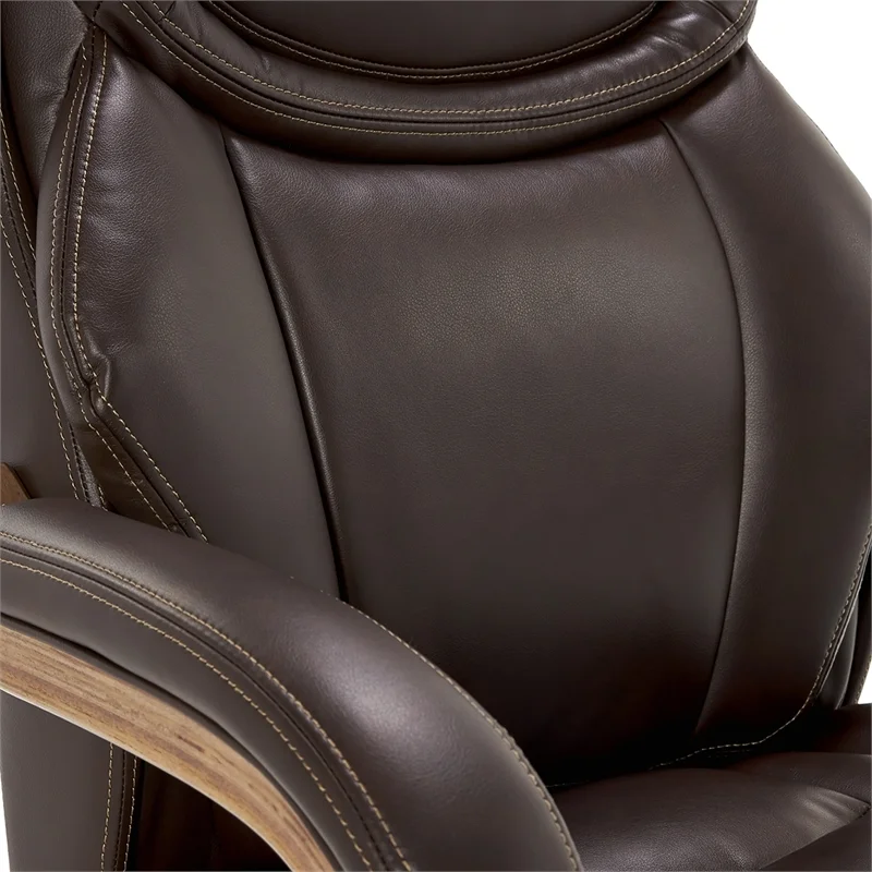 Scranton & Co Modern Faux Leather & Wood Executive Chair in Coffee Brown