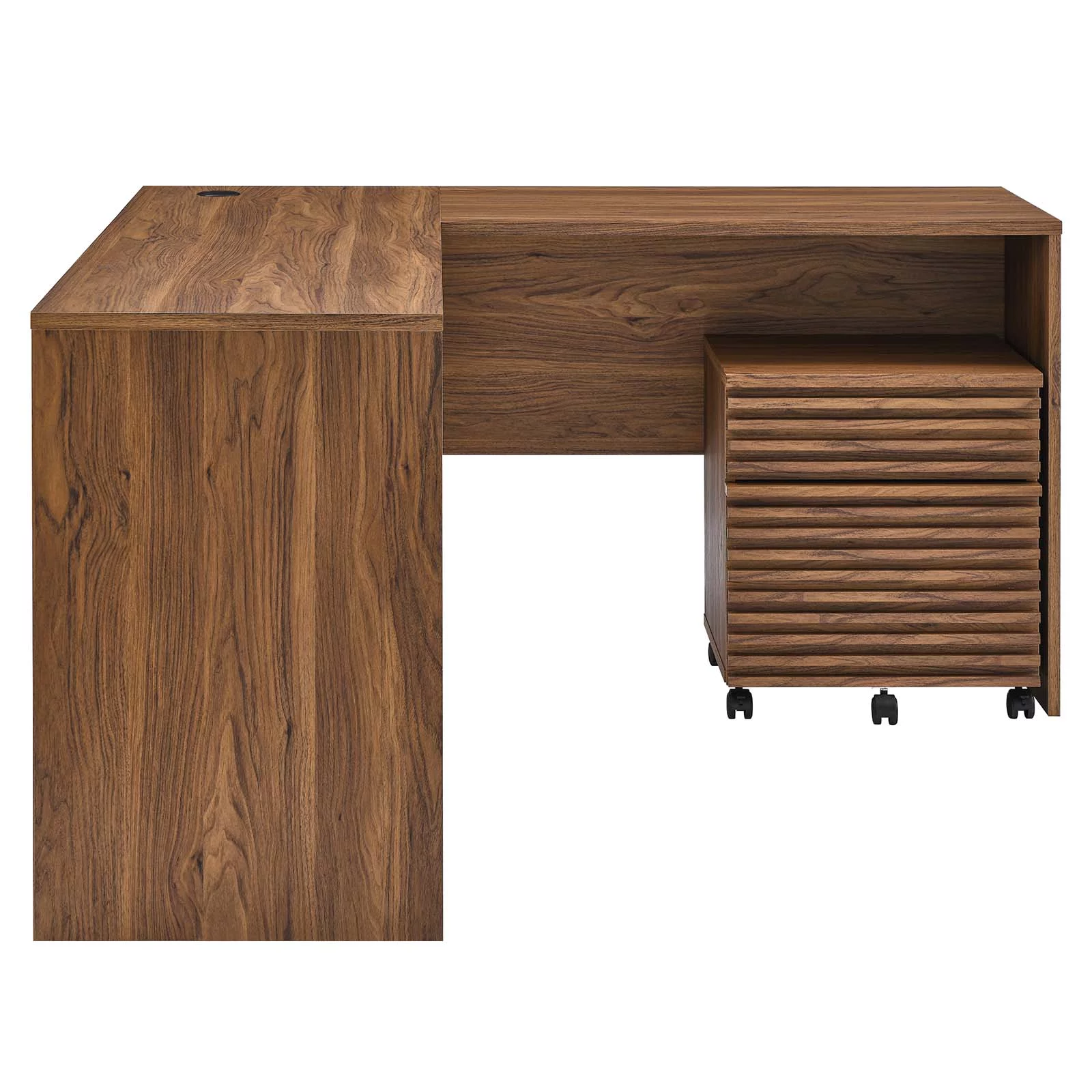 Modway Render Wood Desk and File Cabinet Set in Walnut