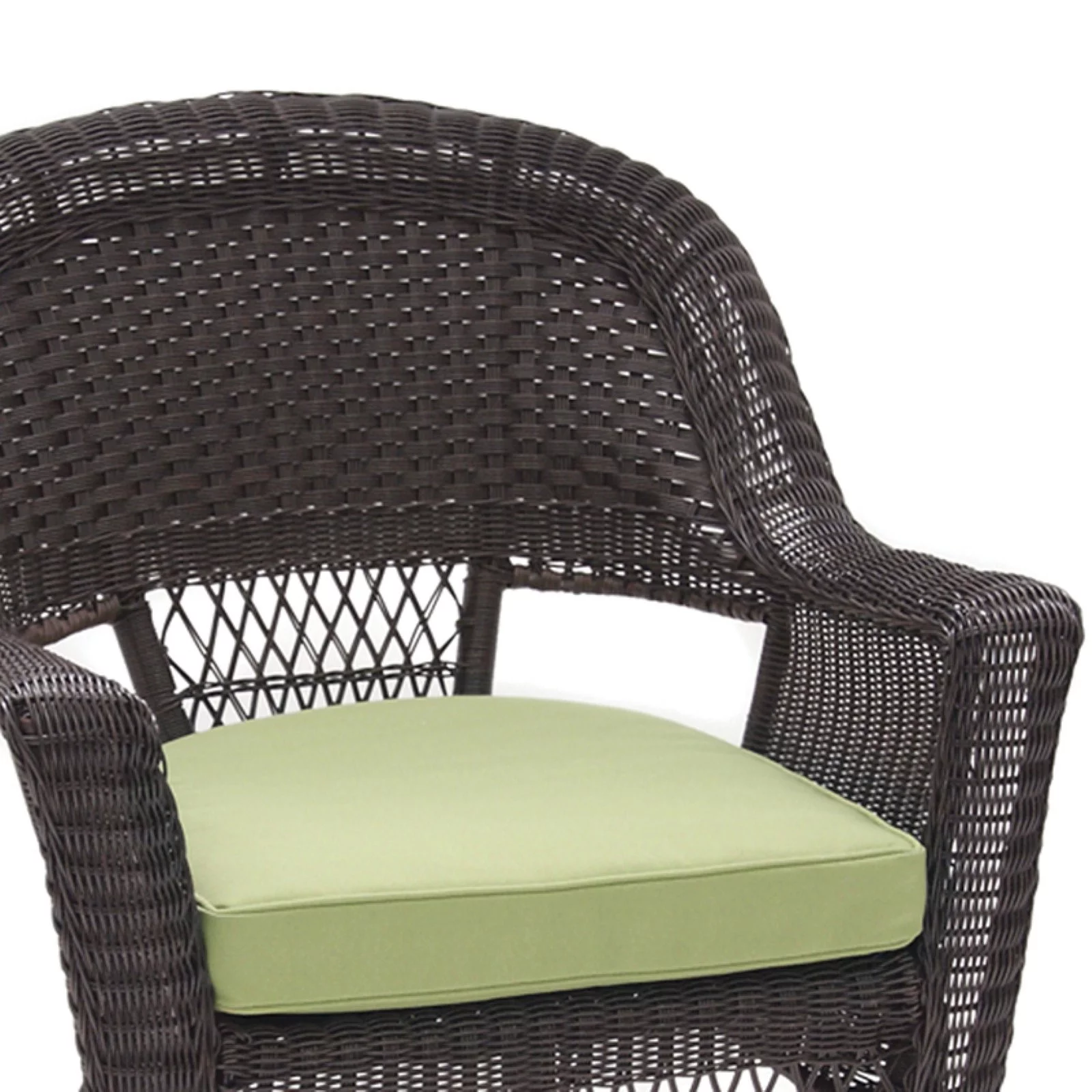 Jeco Wicker Chair in Espresso with Black Cushion (Set of 4)