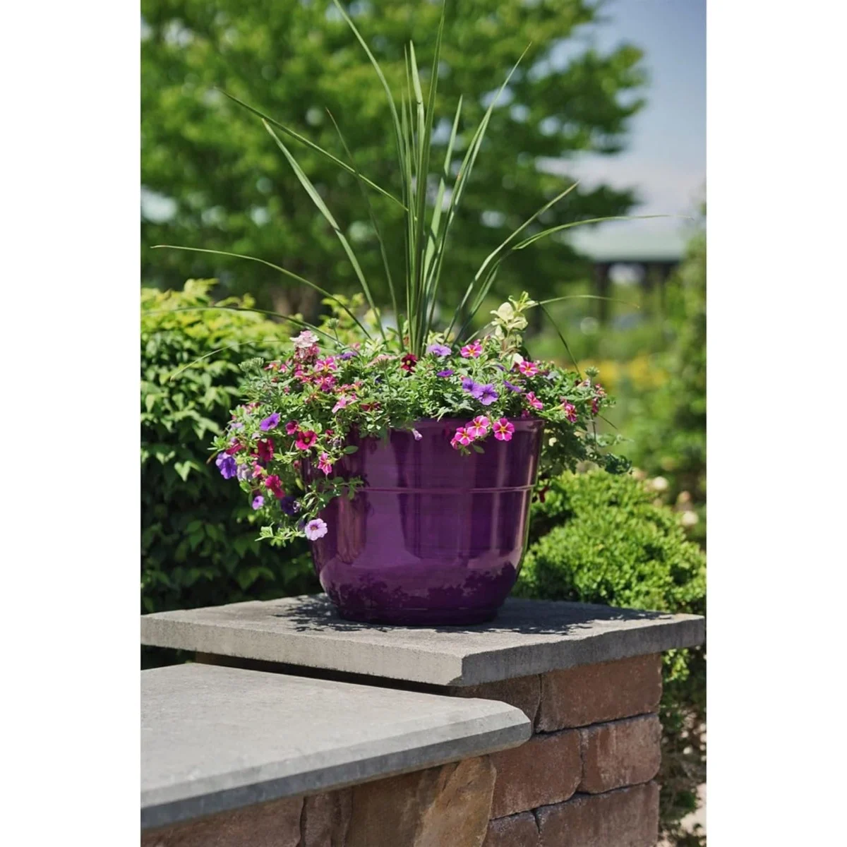 Glazed Brushed Happy Large Plastic Planter, 15