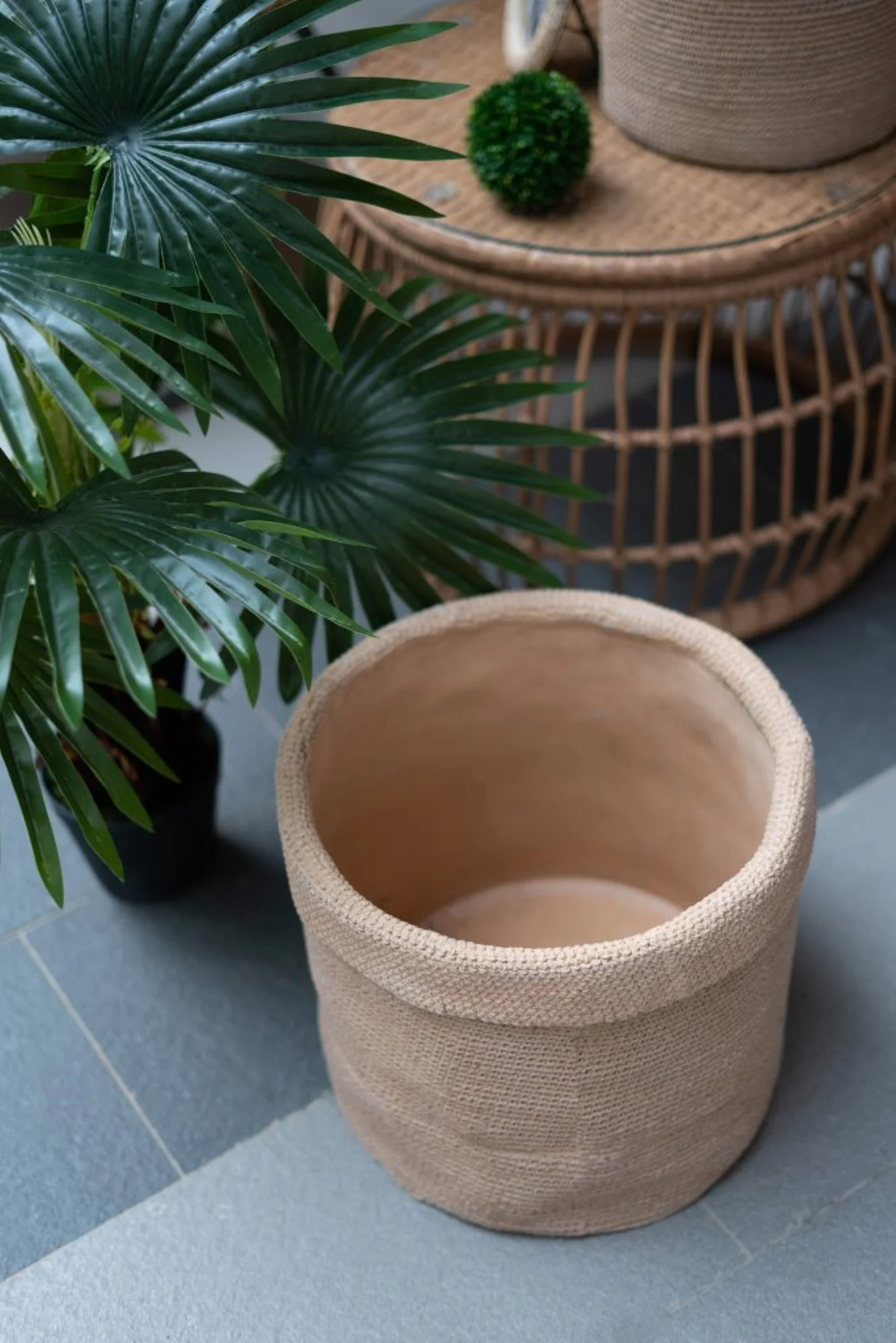 CC Home Furnishings Round Woven Basket Planters - 14.5