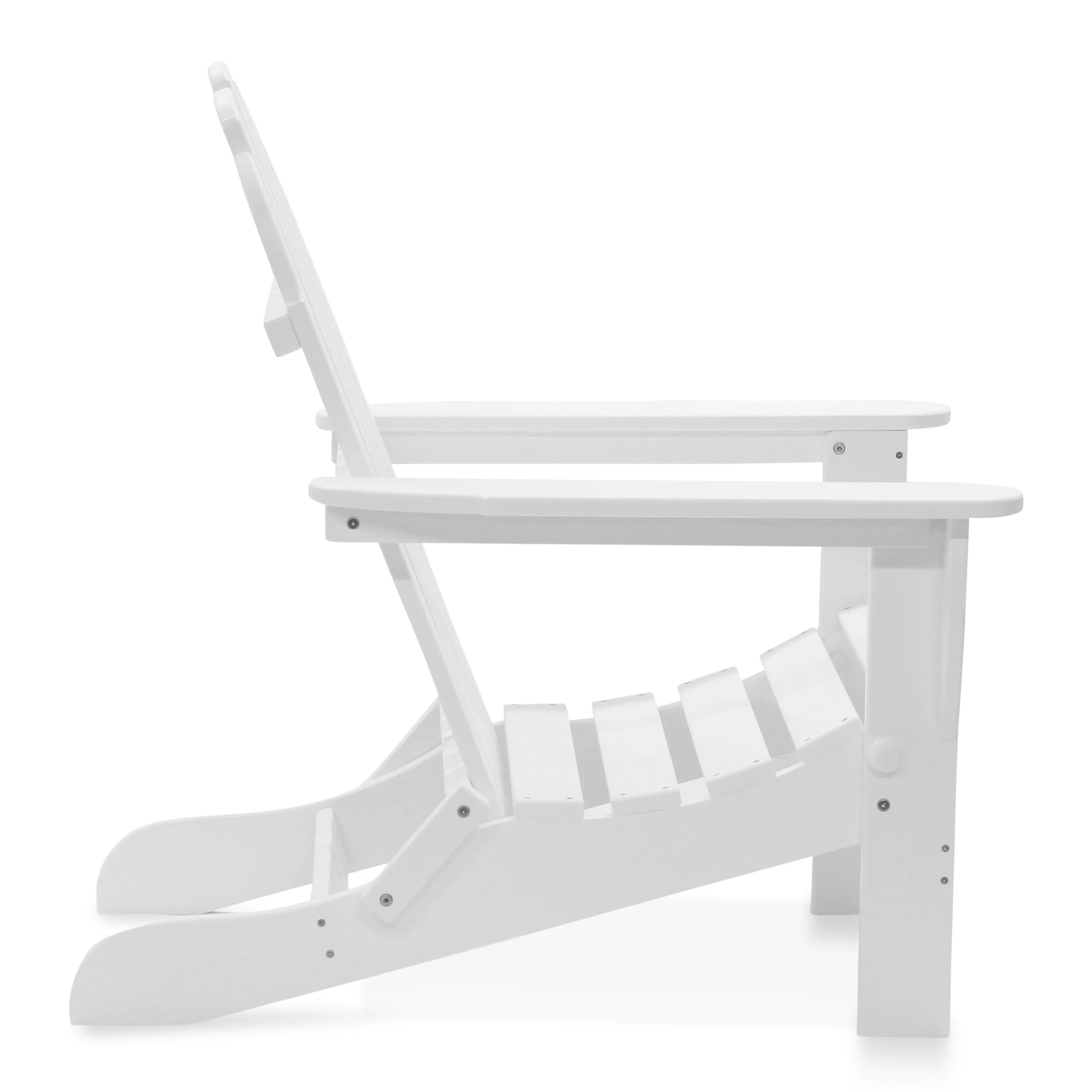 Havenside Home Wyndtree 4 Piece Recycled Plastic Folding Adirondack Chair with Ottoman Set, Made in USA White