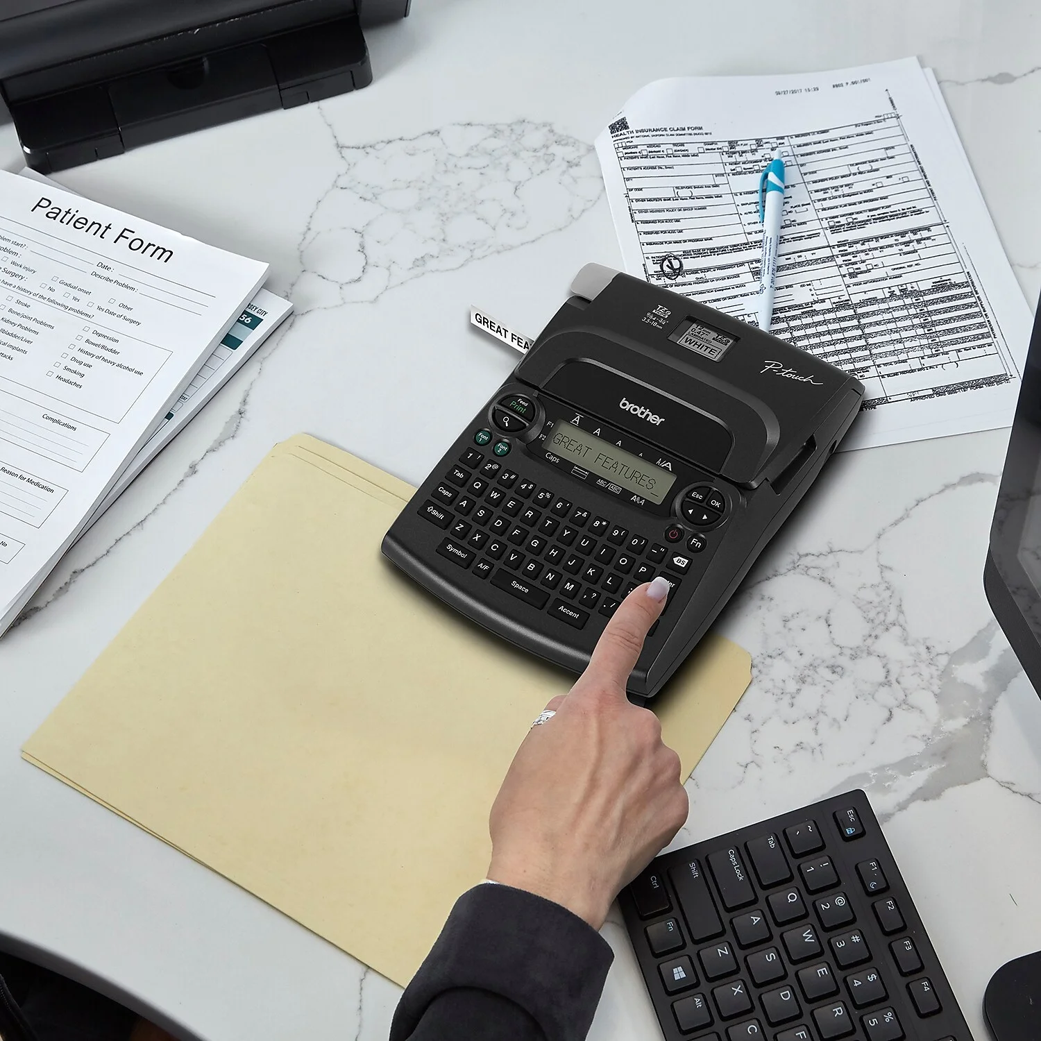 Brother P-Touch Desktop Label Maker and TZe Tape Bundle PT1890S